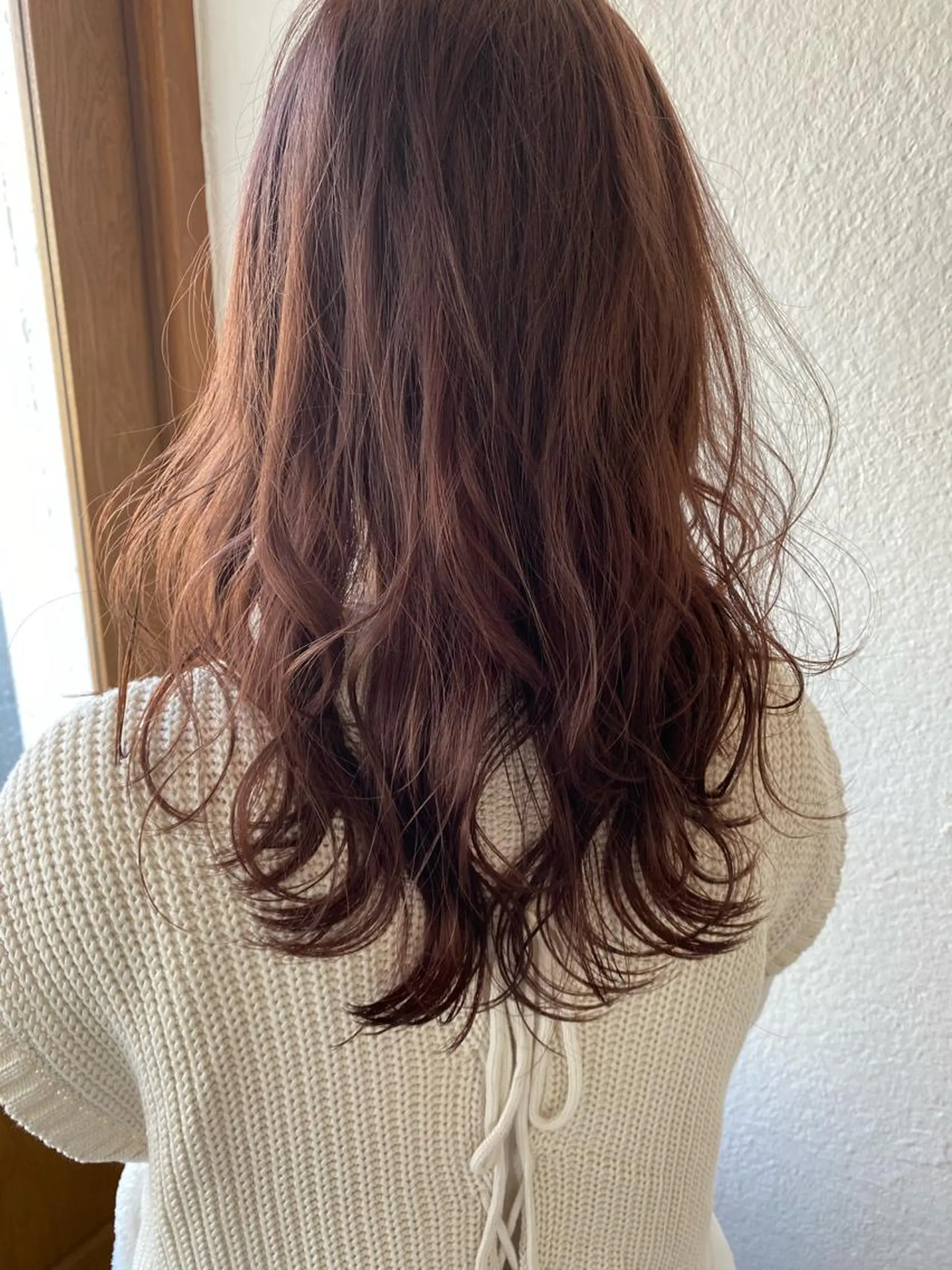 セミロング カラー ベージュカラー ピンクカラー ピンクベージュ 入江 志穂のヘアスタイル