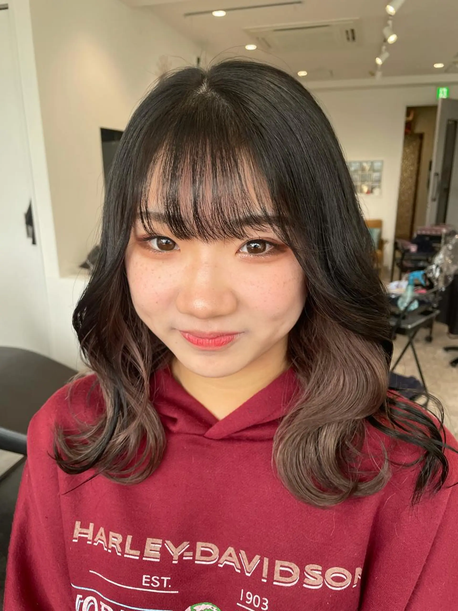 ミディアム カラー 京都美容師 塩のヘアスタイル