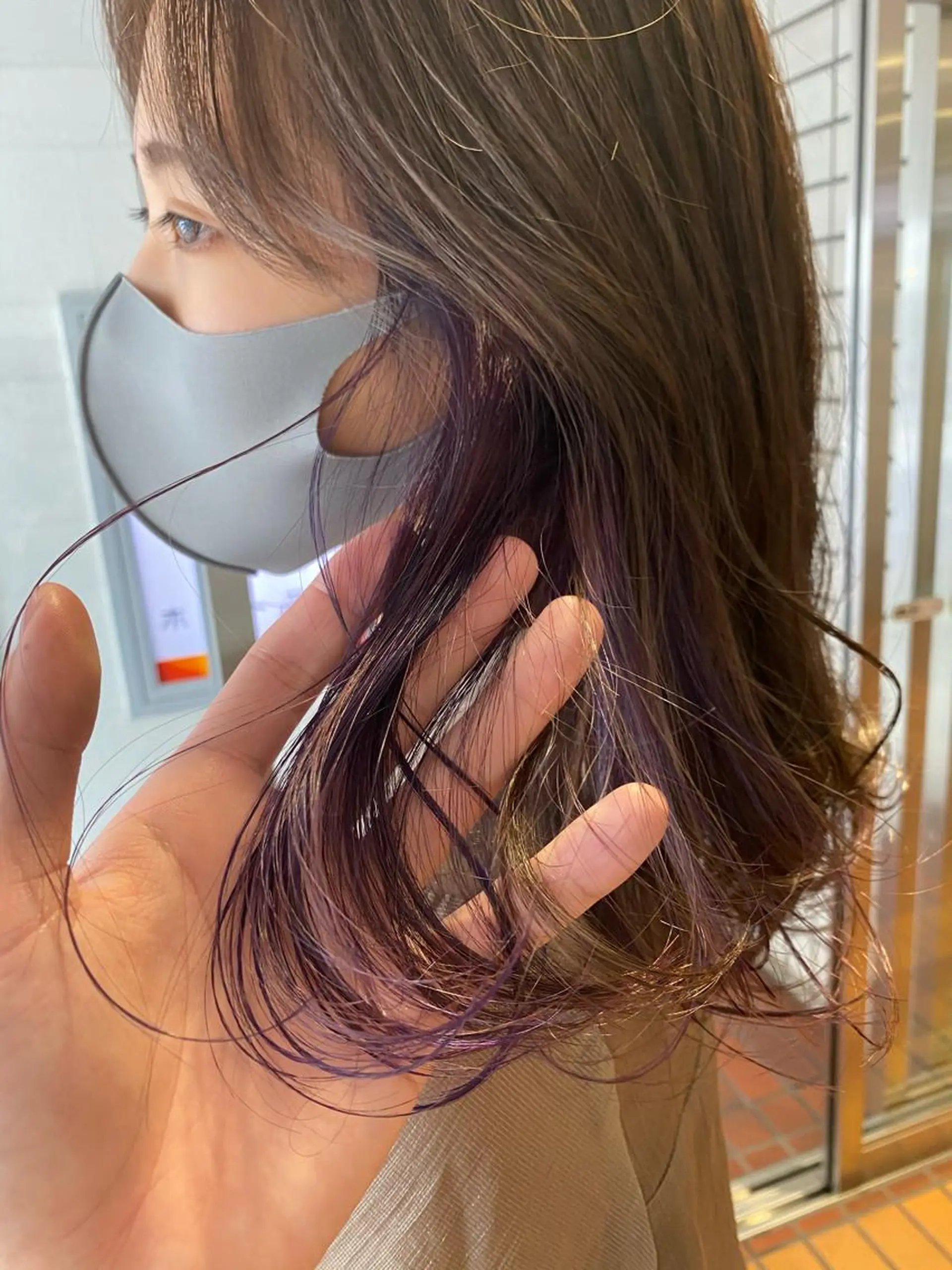 セミロング カラー レイヤー/ベージュ カラー/ハシモトのヘアスタイル