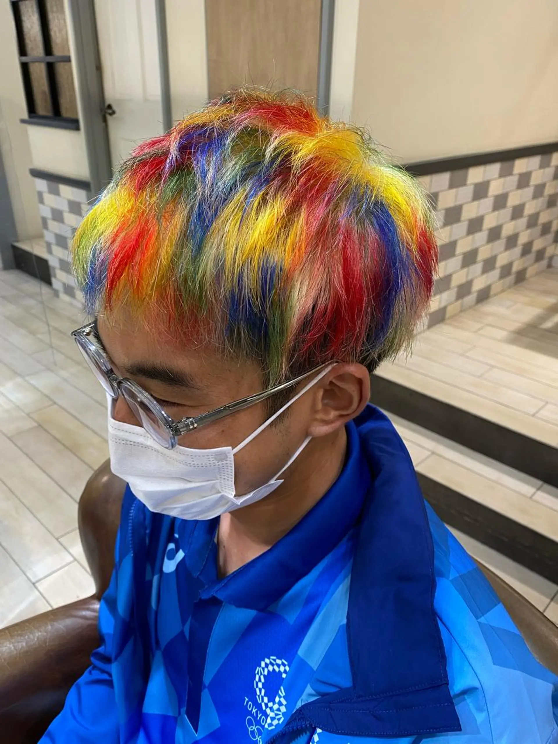 ミディアム カラー カット ヘアカラー メンズ特化 ナカネ カツヤのヘアスタイル