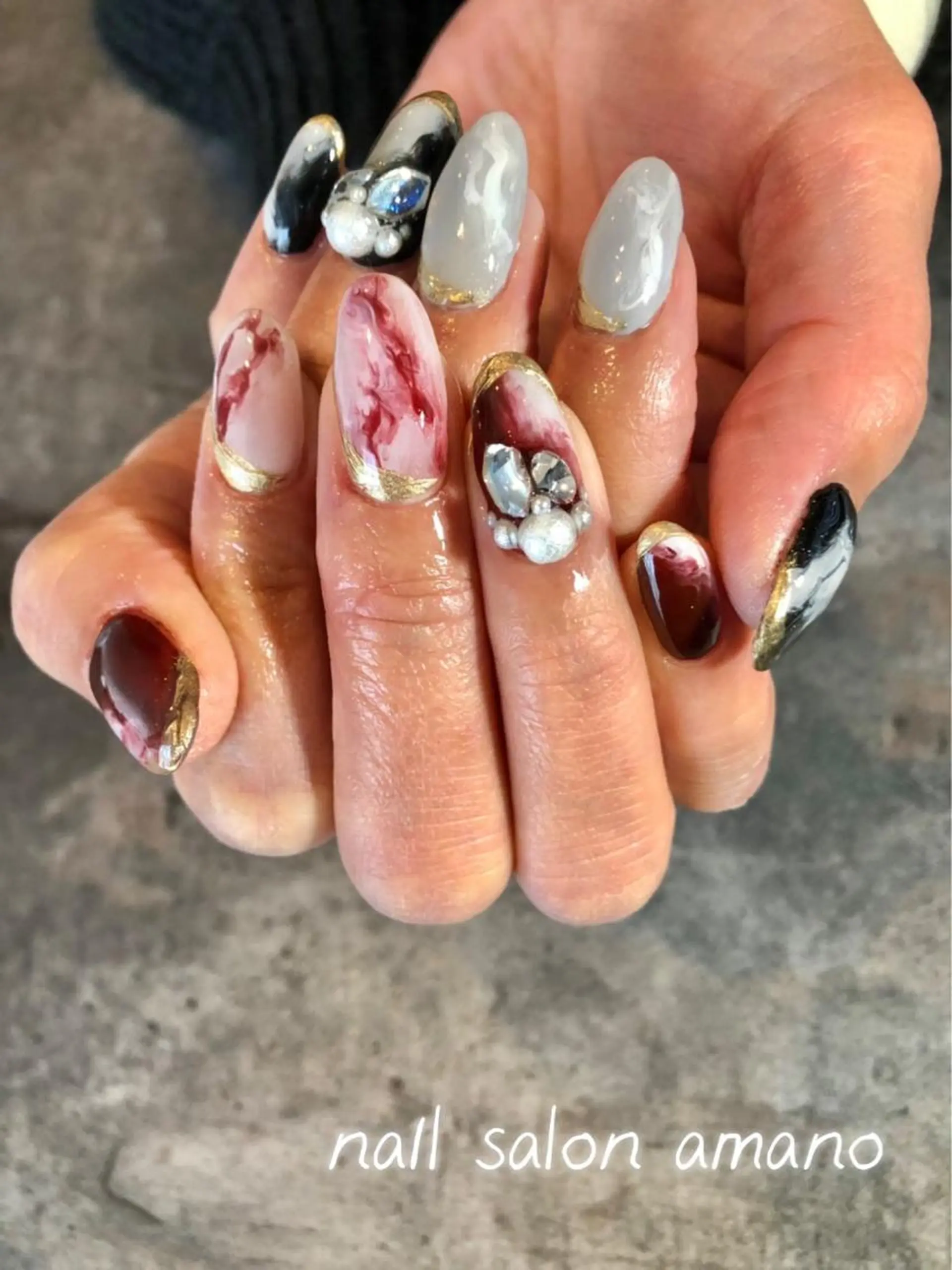 ネイル フラワーネイル ジェルネイル 大理石ネイル(マーブル) ニュアンスネイル シンプルネイル nail salon amanoのネイルデザイン