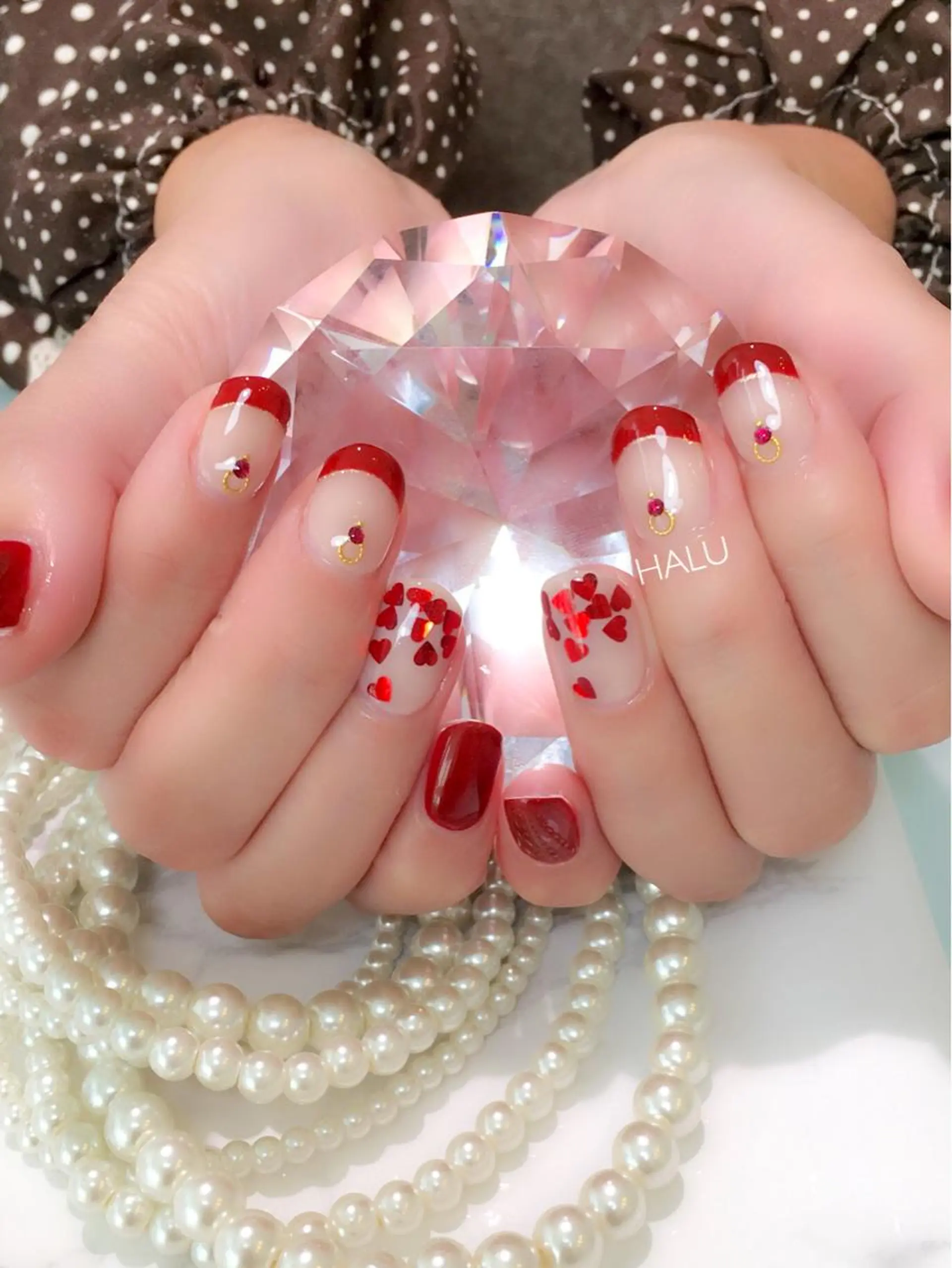 ネイル ボルドー ハート HALU ハルのネイルデザイン