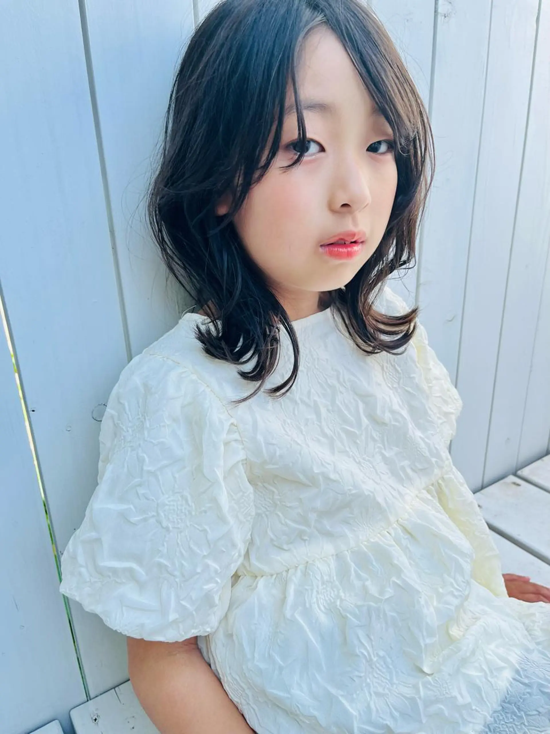 ミディアム キッズ ボブ くびれヘア 韓国風ヘア カット ママ美容師 ＊ヒマワリのヘアスタイル