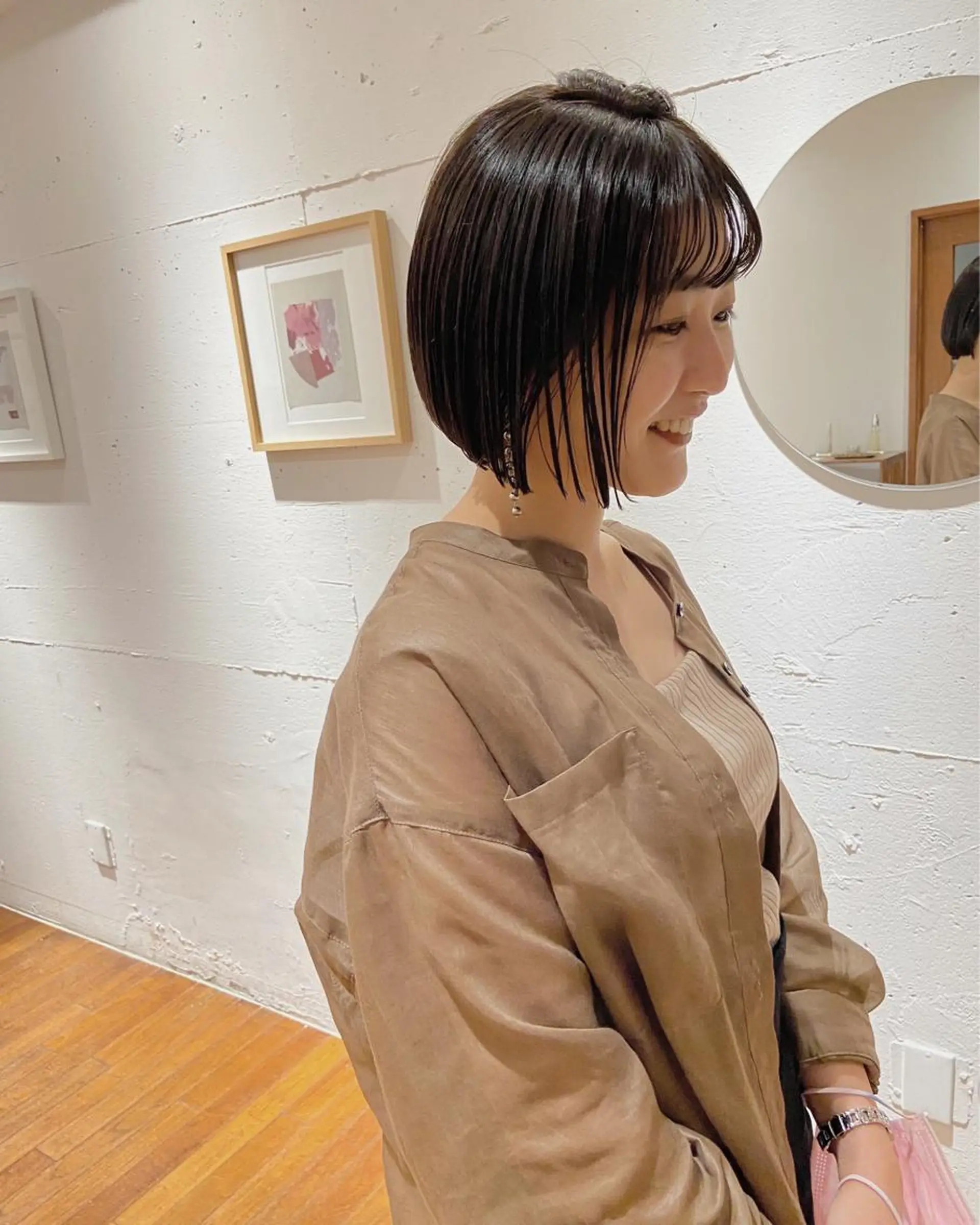 ミディアム カラー カット ヘアカラー トリートメント IVORY.所属・🟩白髪ぼかし/ボブ /ショートヘア/大司のヘアスタイル