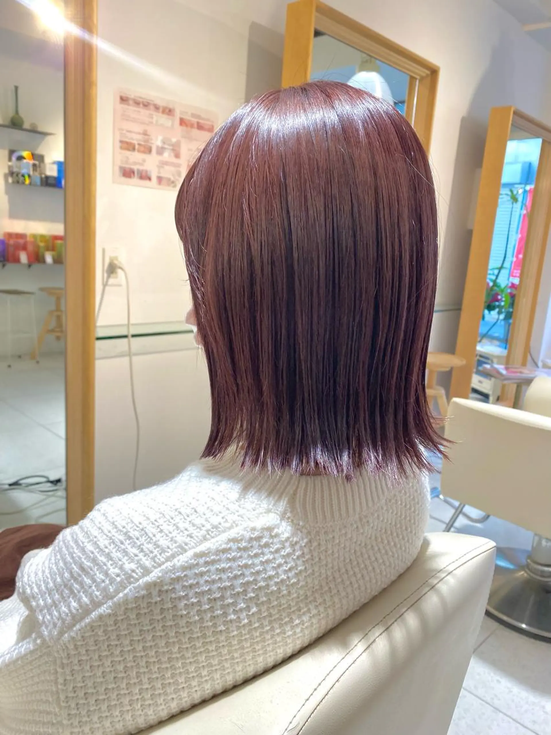 ミディアム カラー カット ヘアカラー トリートメント 安永 涼のヘアスタイル