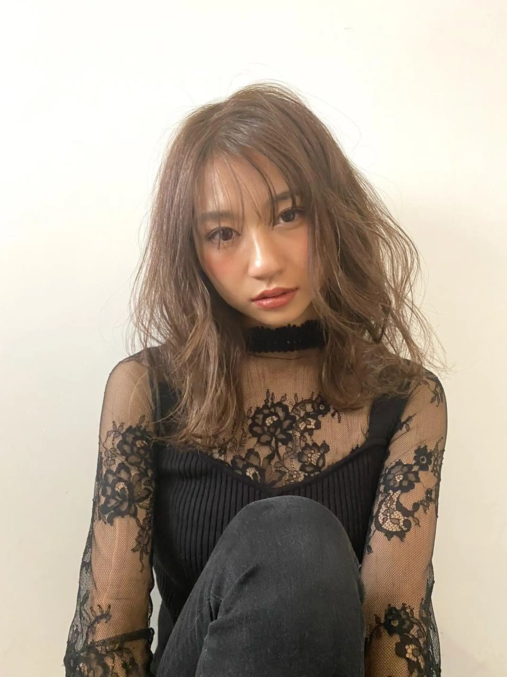 ミディアム カラー ボブ、縮毛矯正👑 心斎橋/高城涼也のヘアスタイル