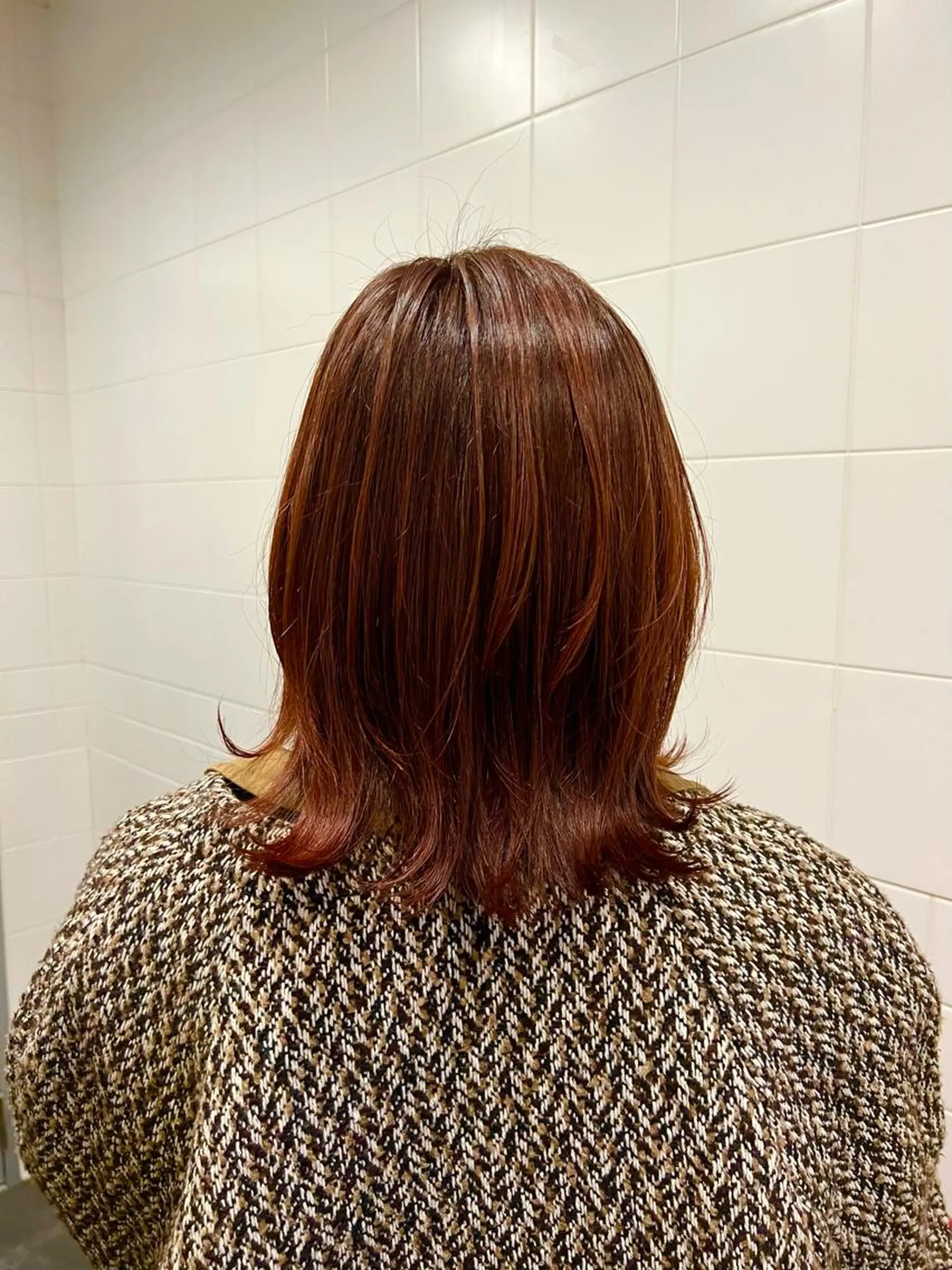 ミディアム カラー レッドカラー honen RUKAのヘアスタイル