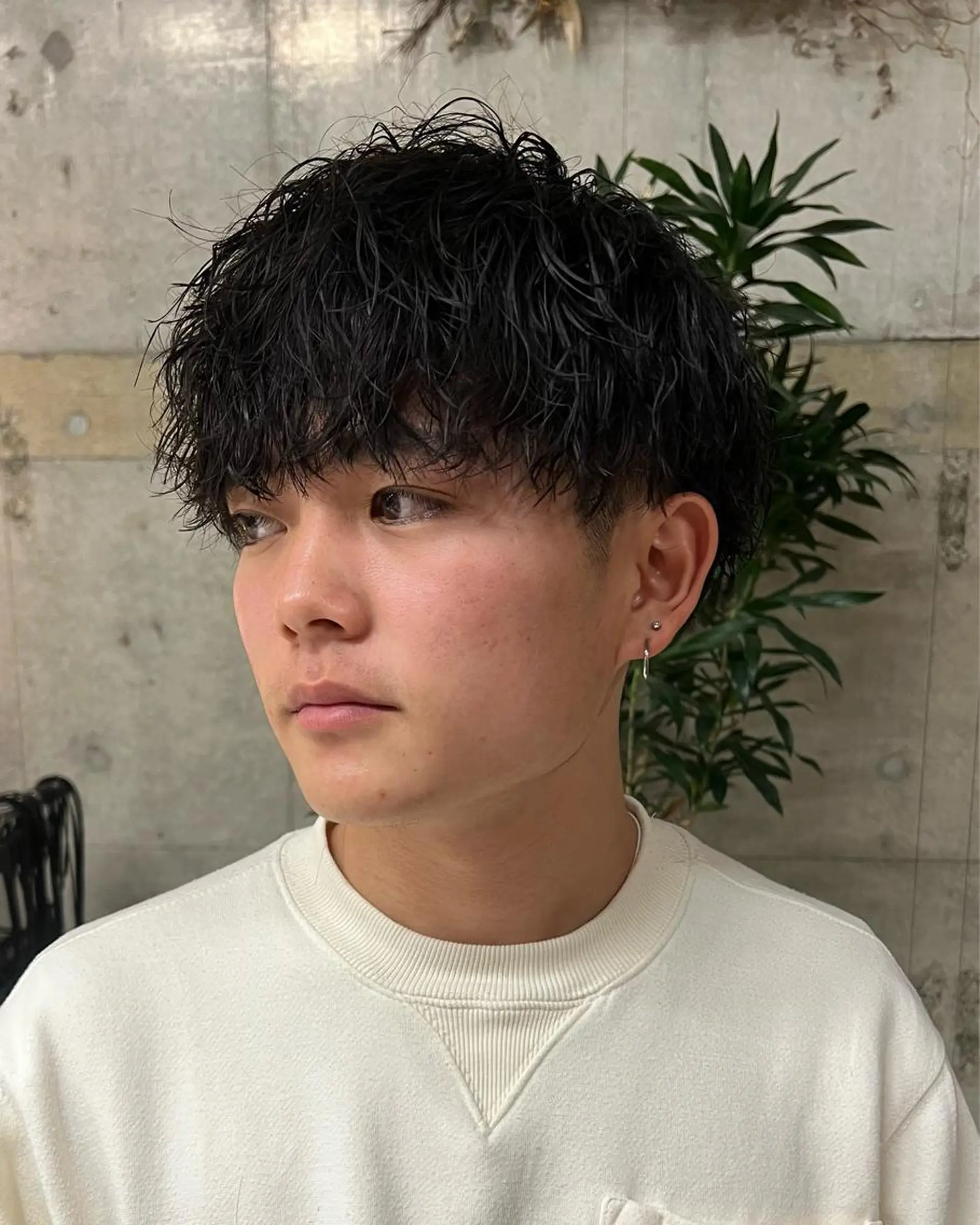 メンズ センターパート フェードカット マッシュウルフ マッシュ メンズパーマ 渥美祐耶 【メンズカット】のヘアスタイル