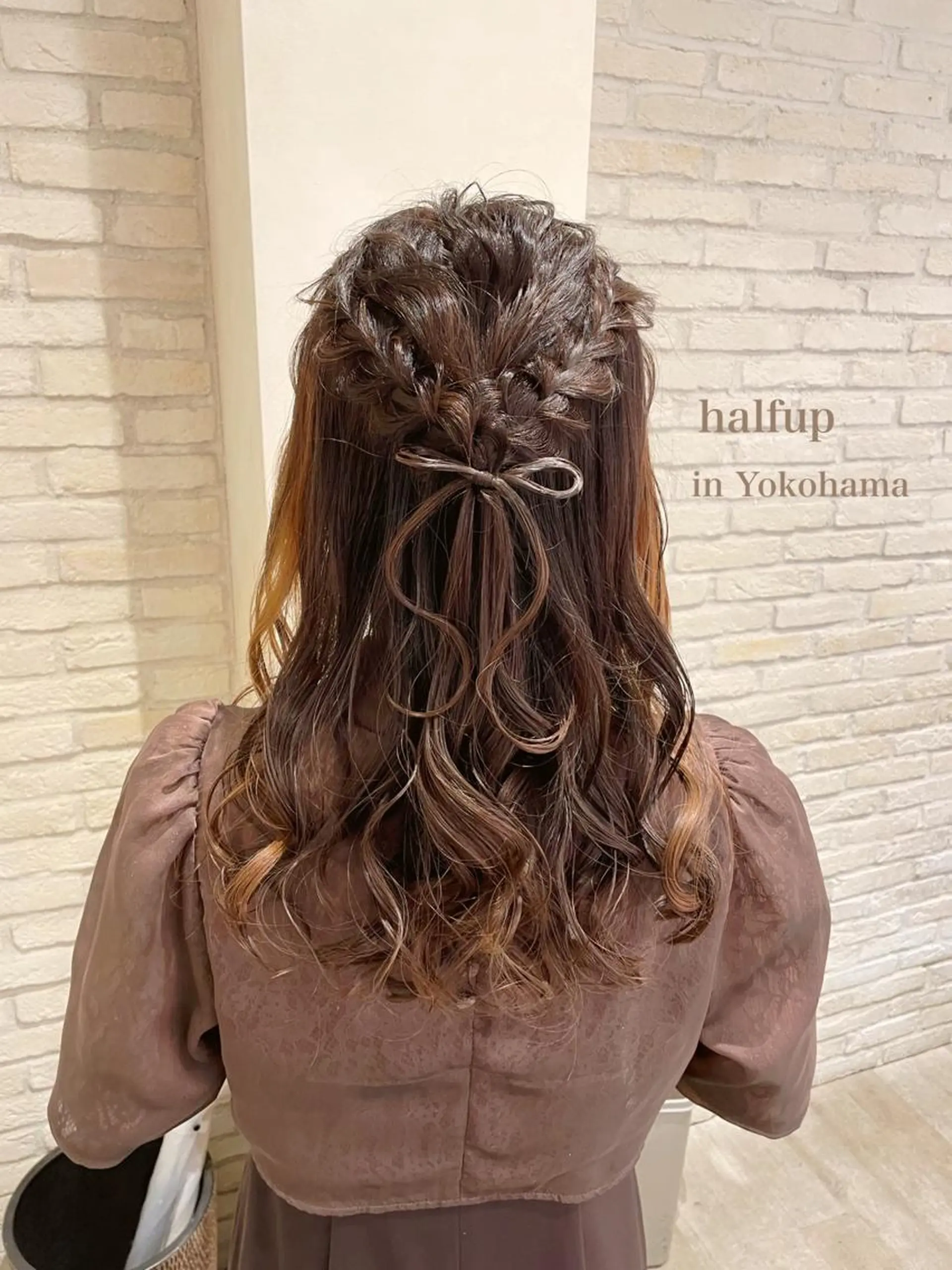 セミロング ヘアアレンジ ハーフアップ エクステ/ハイトーン 🐏☁️miminaのヘアスタイル