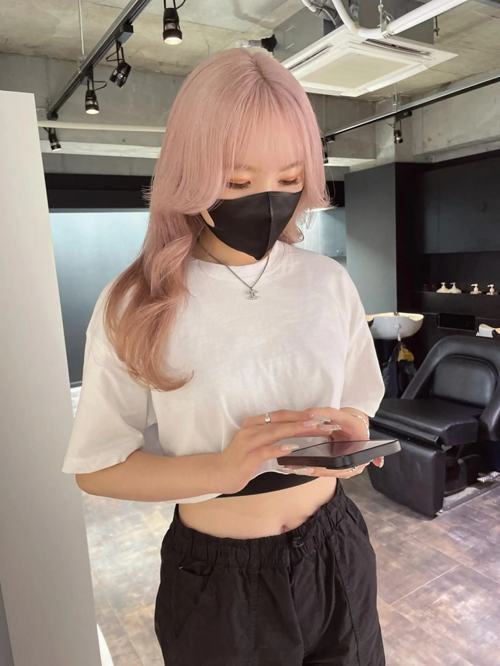 セミロング カラー ブリーチ ハイトーンカラー ピンクカラー ヘアカラー 心斎橋/ブリーチ minamiのヘアスタイル