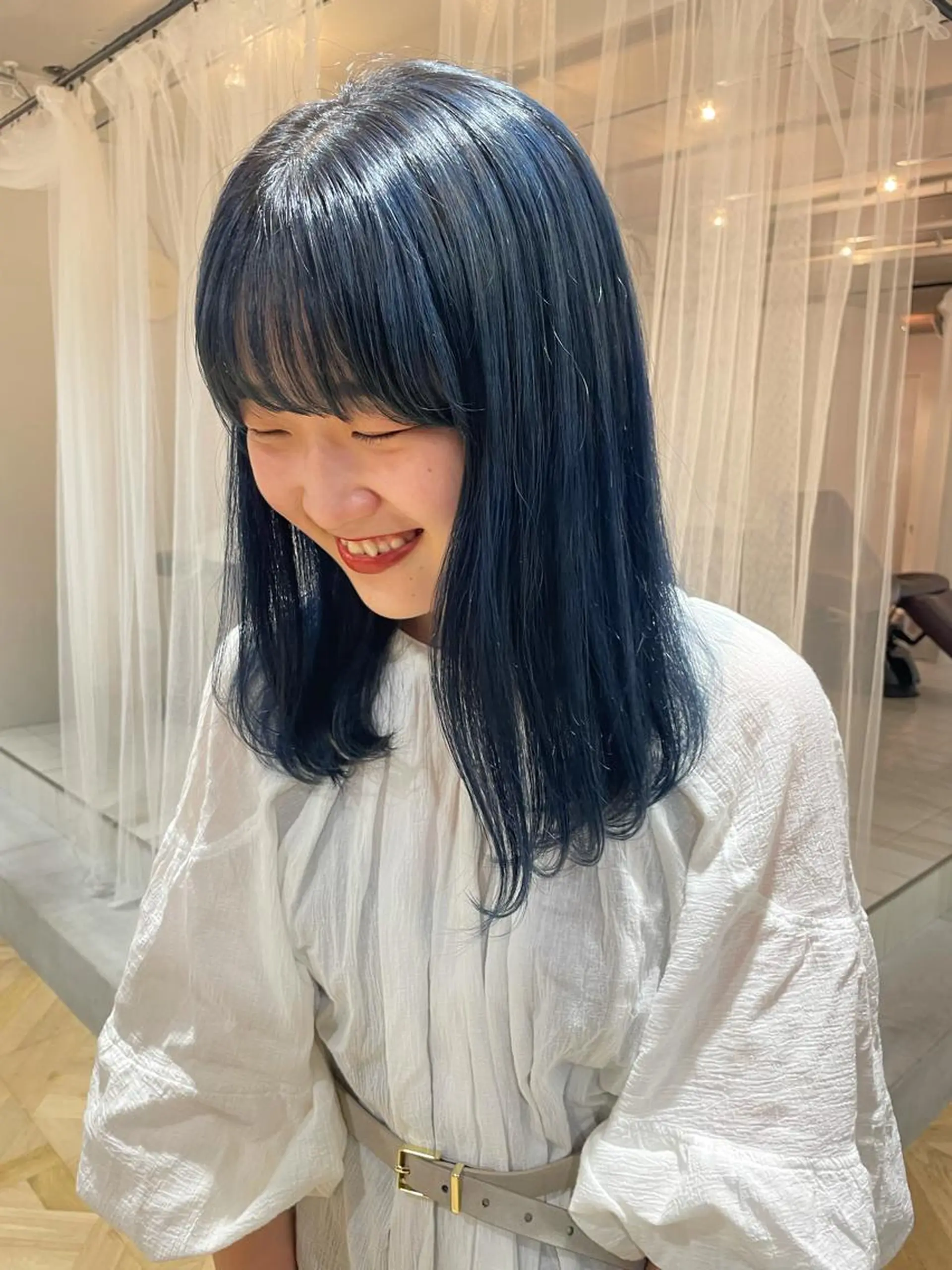 セミロング カラー ブルーカラー ネイビーカラー chiharu ボブ/レイヤーのヘアスタイル