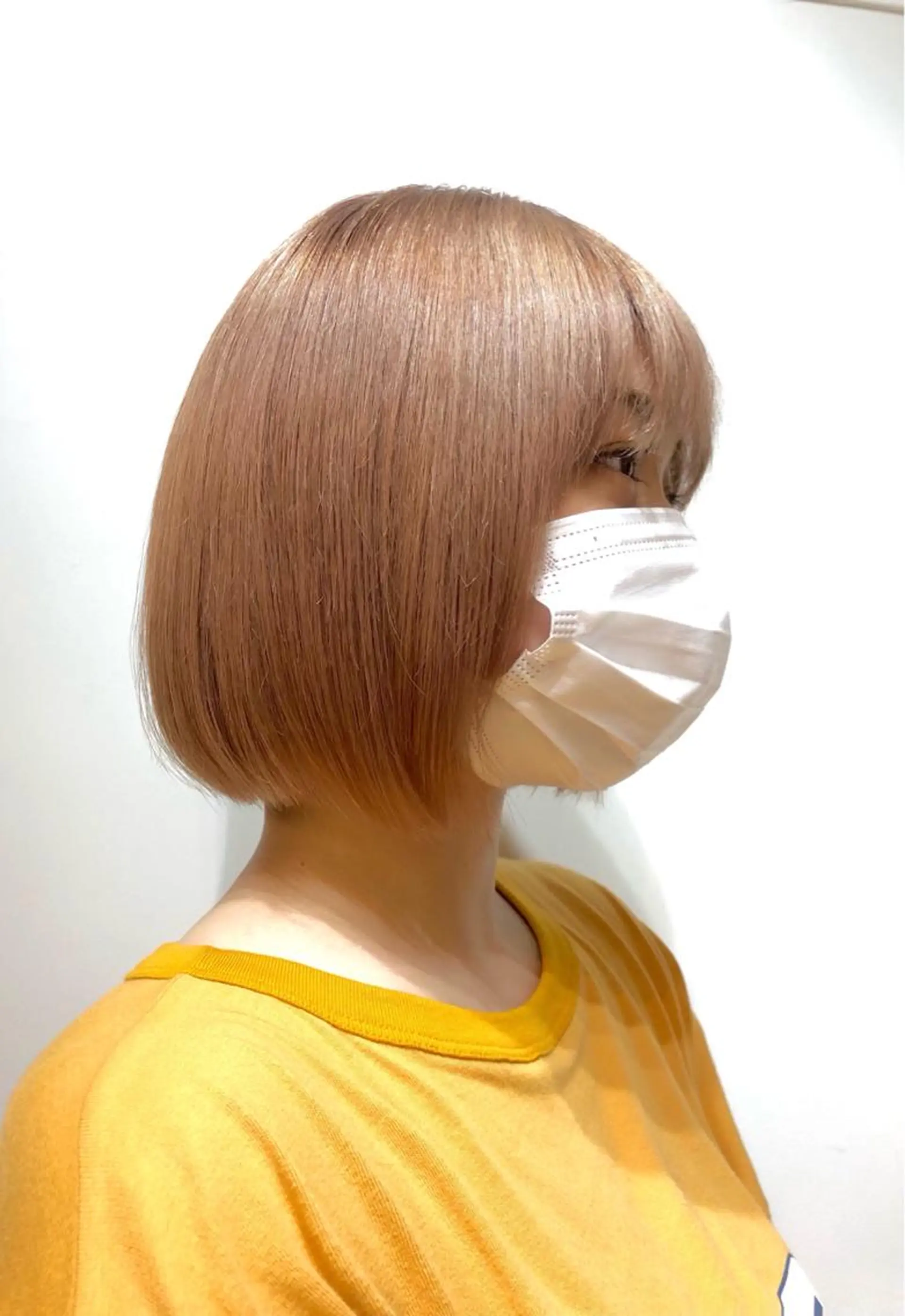 ミディアム カラー ⭐ハイトーンブリーチ ミルクティーピンクのヘアスタイル