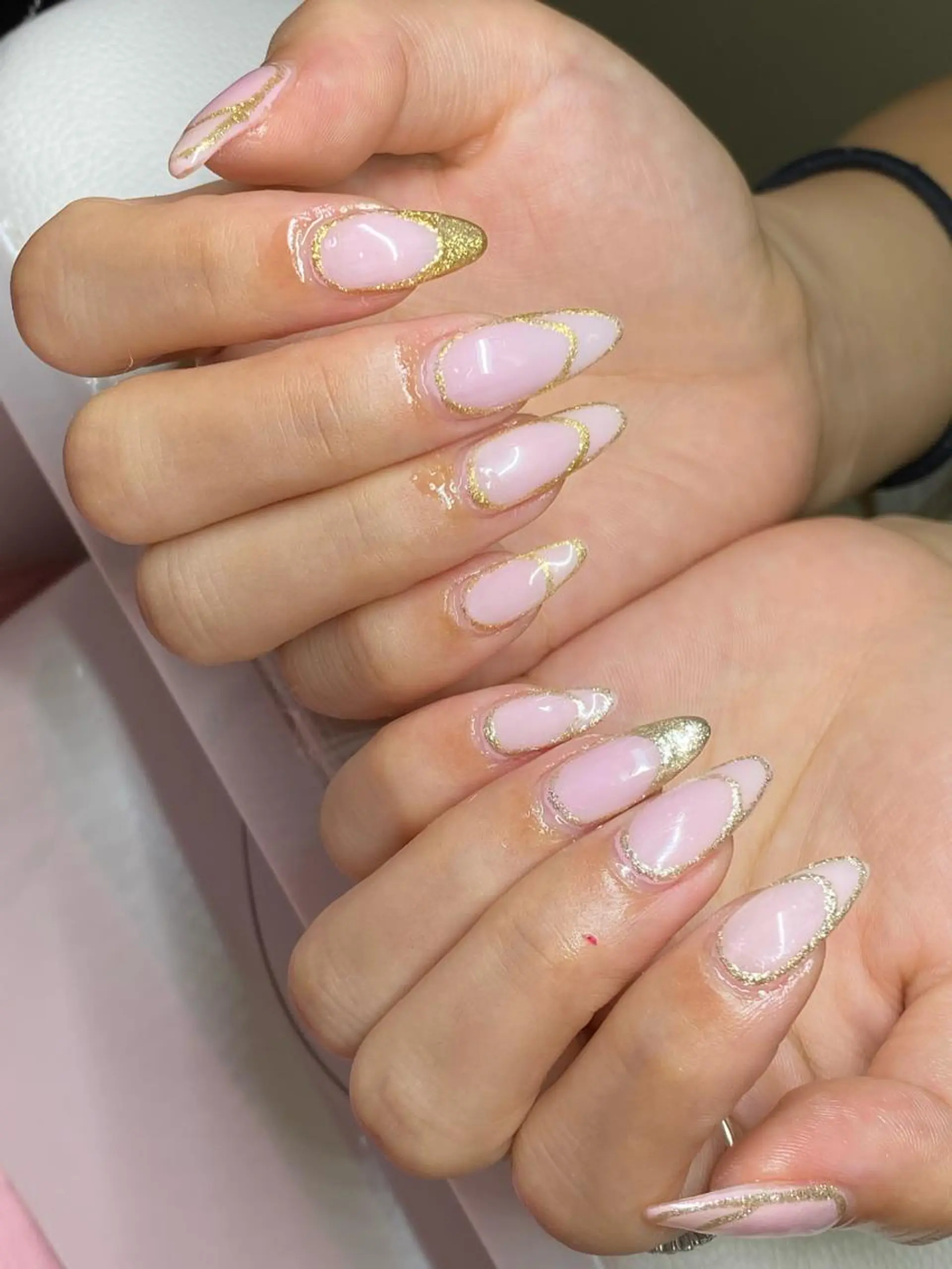 ネイル フレンチネイル ジェルネイル ラメ(グリッター) JR西大路駅徒歩1分 JBネイルのネイルデザイン