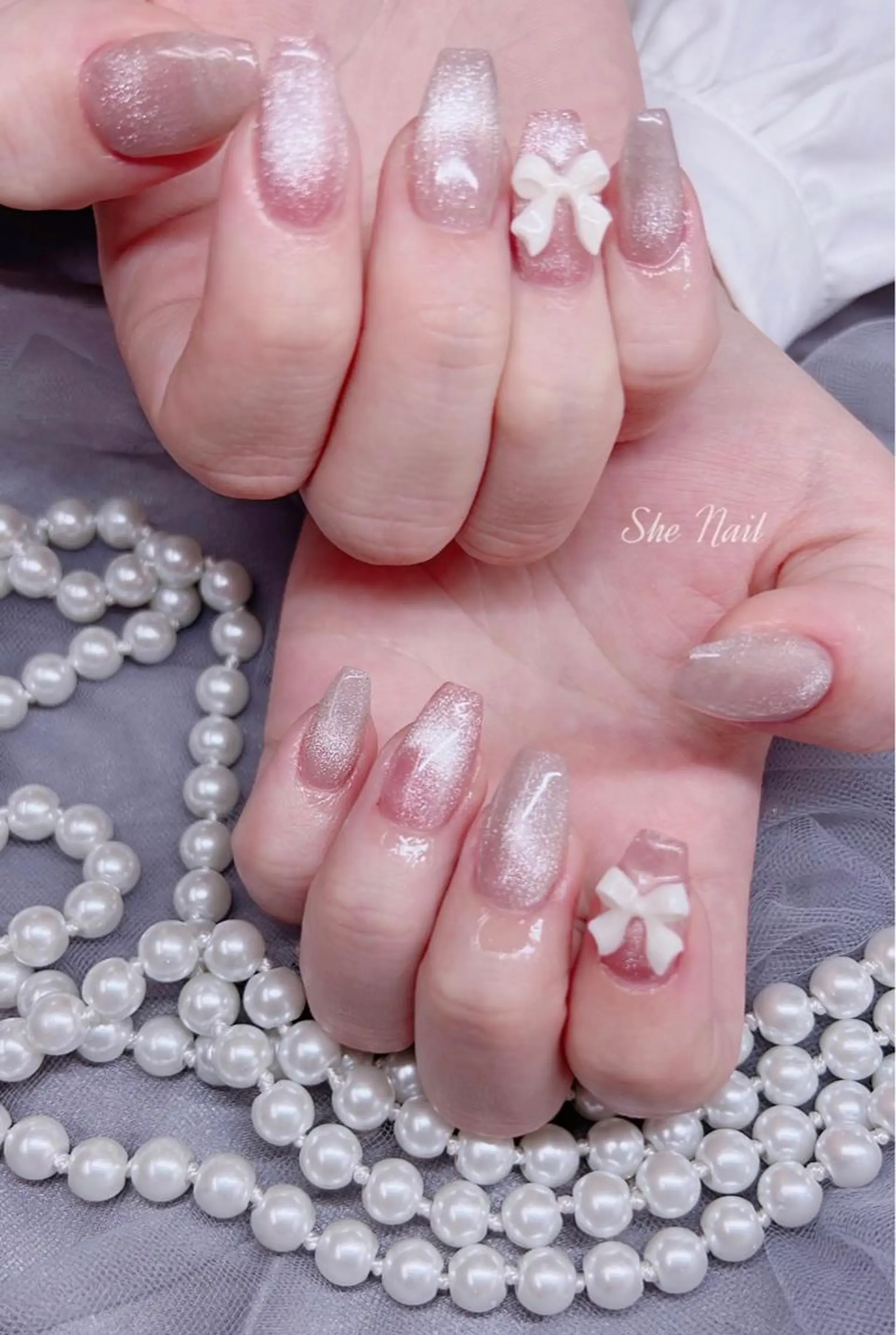 ネイル チークネイル 長さ出し フレンチネイル マグネットネイル 持ち込み ハンドネイル She   Nail所属・ISA_ BELLAのネイルデザイン