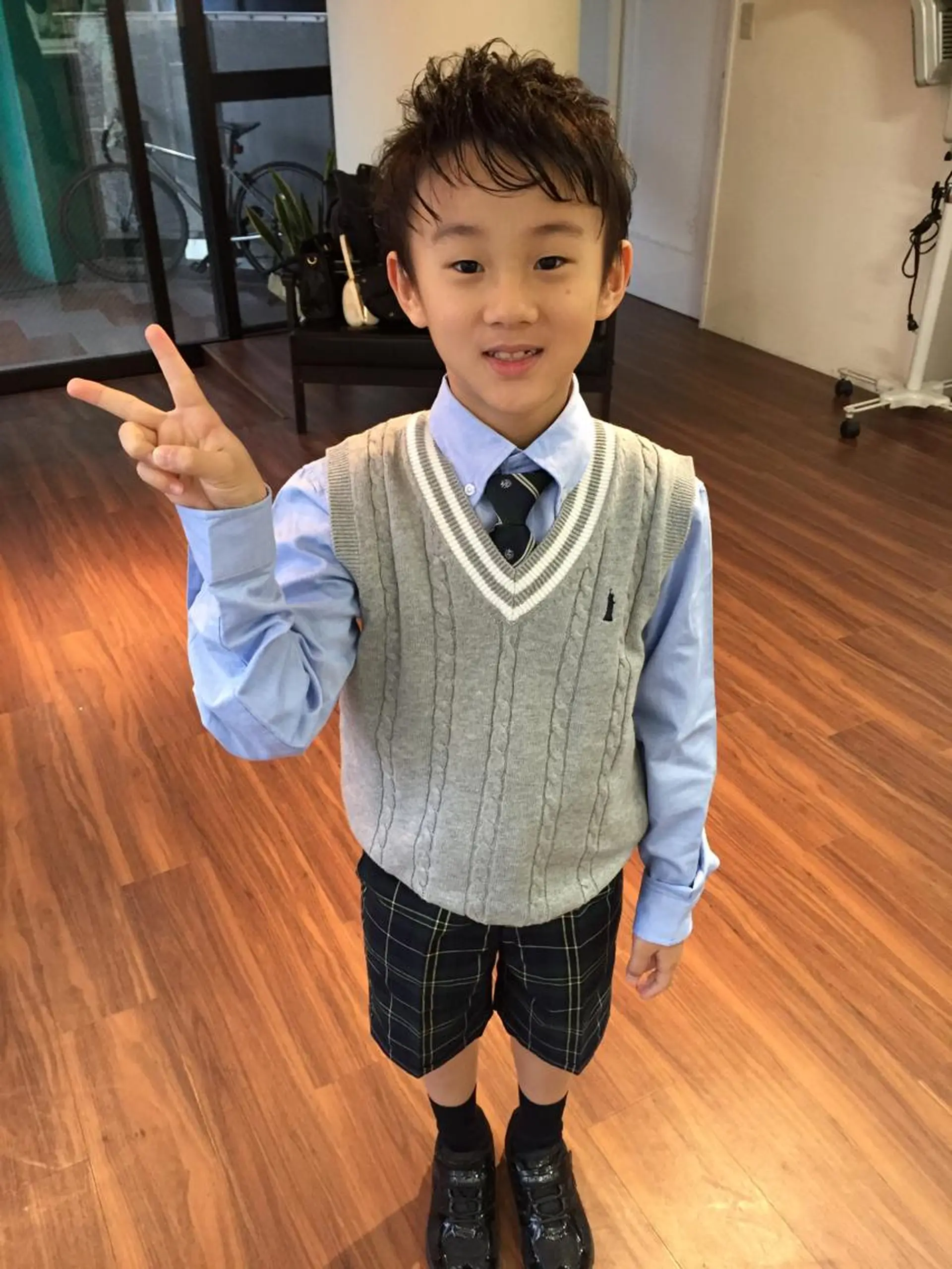 ショート パーマ メンズ キッズ 成松 勇治のヘアスタイル