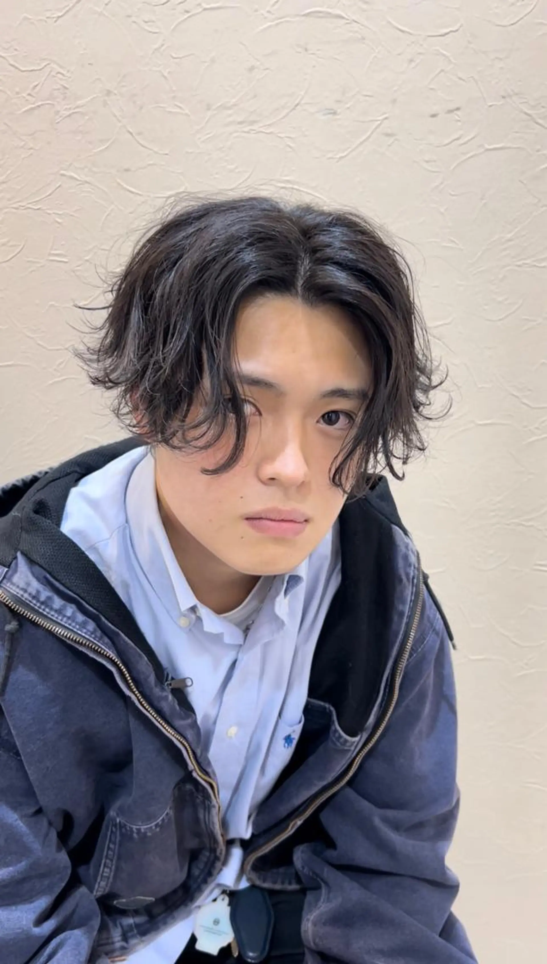 ミディアム ヘアアレンジ メンズ ヘアセット 樽川翔/フェザーパー マ/シャドウパーマのヘアスタイル