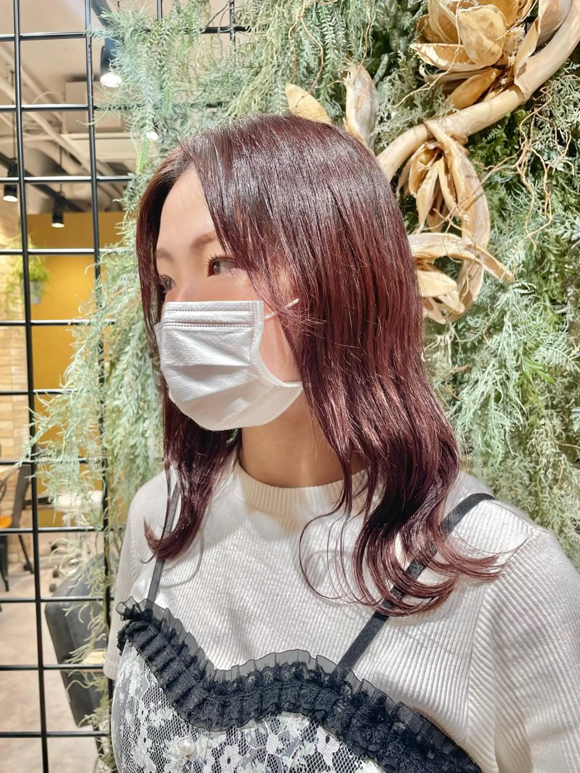 セミロング カラー ヘアアレンジ カシス ピンクカラー 韓国マツエク/まつパ 🎀misaki🎀のマツエク・マツパデザイン