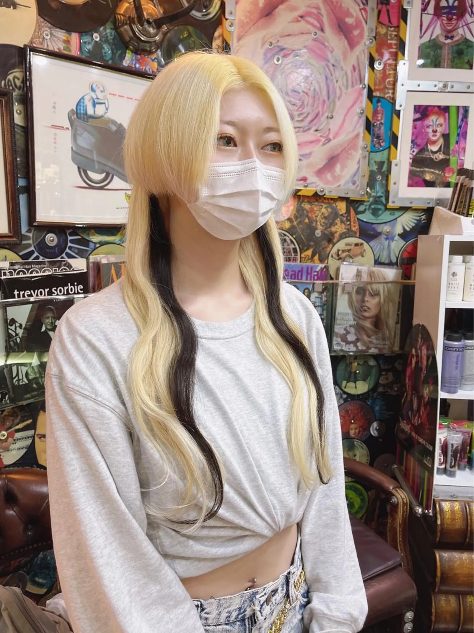 ショート カラー ヘアアレンジ マツエク・マツパ 編み込みエクステ ハイトーンカラー エクステ ショートヘア ウルフカット haco+所属・🌈派手髪エクステ ブレイズ🌈ひろとのヘアスタイル