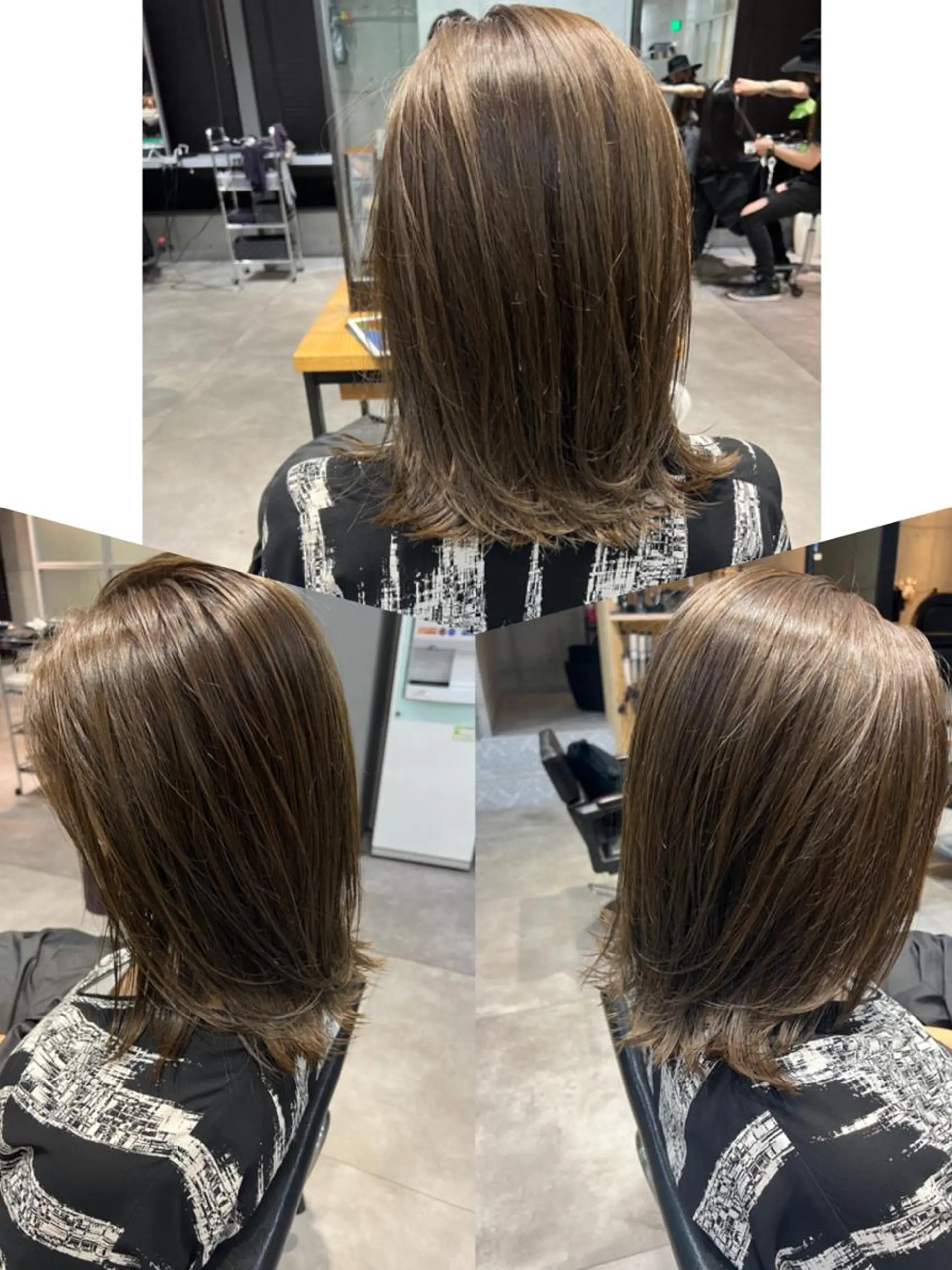 ミディアム 外ハネヘア カット ヘアカラー トリートメント 💫newi💫村上 孝一のヘアスタイル