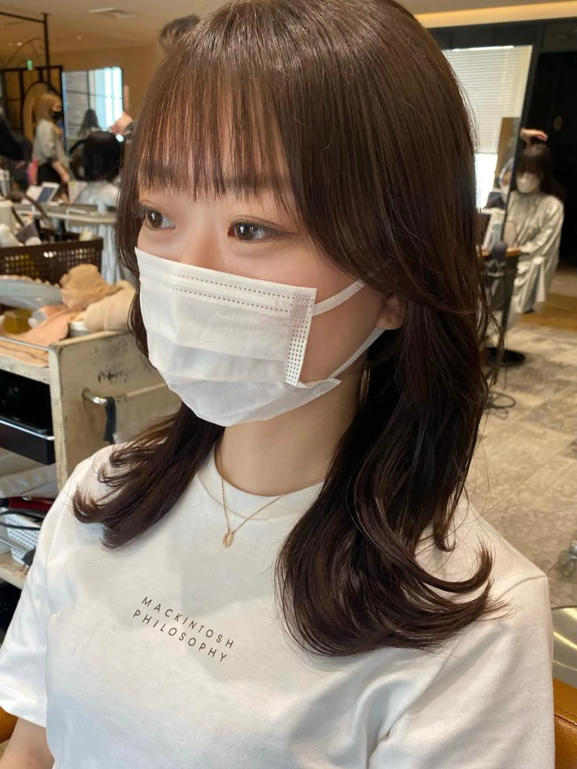 ミディアム カラー ベージュカラー ブラウンカラー ブラウンベージュ くびれヘア カット ヘアカラー トリートメント 顔周り/くびれヘア 韓国ヘア💕風間るなのヘアスタイル