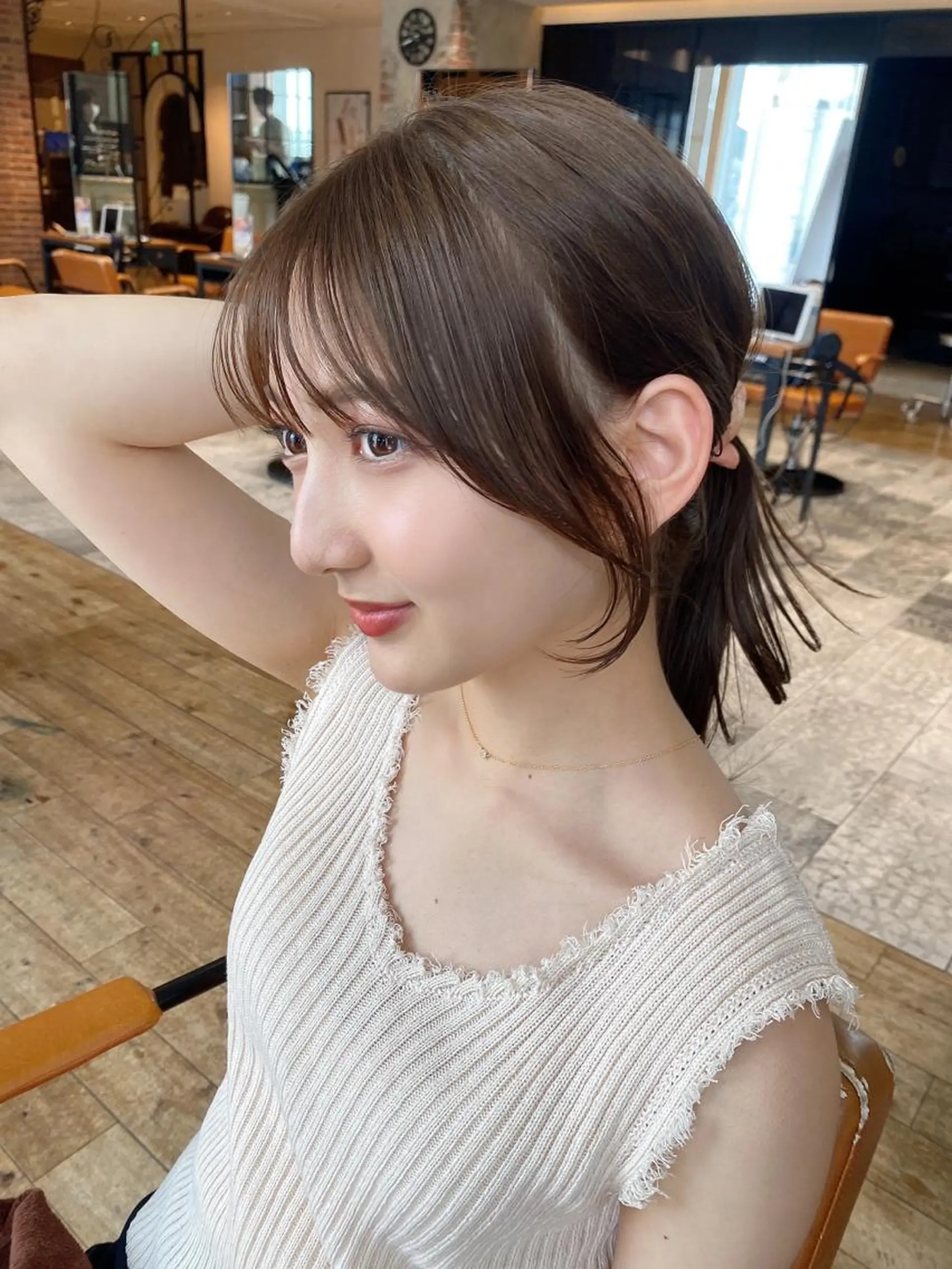 セミロング カラー ベージュカラー ブラウンカラー ブラウンベージュ くびれヘア 顔周りカット カット ヘアカラー トリートメント 顔周り/くびれヘア 韓国ヘア💕風間るなのヘアスタイル