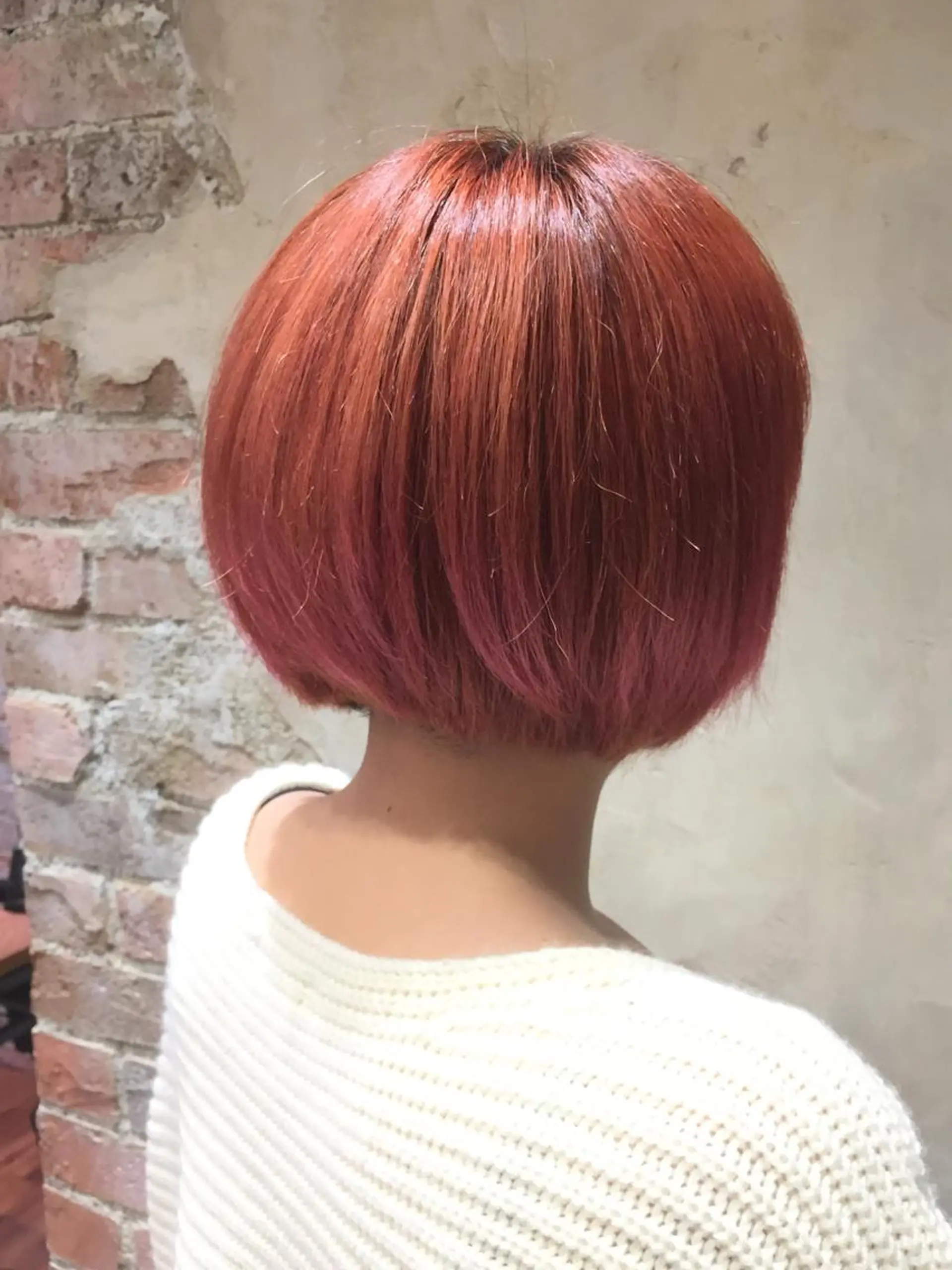 ショート カラー オレンジ ピンクカラー ボブ Soleria /ソレリア所属・メンズカットのプロ 田中慎一のヘアスタイル