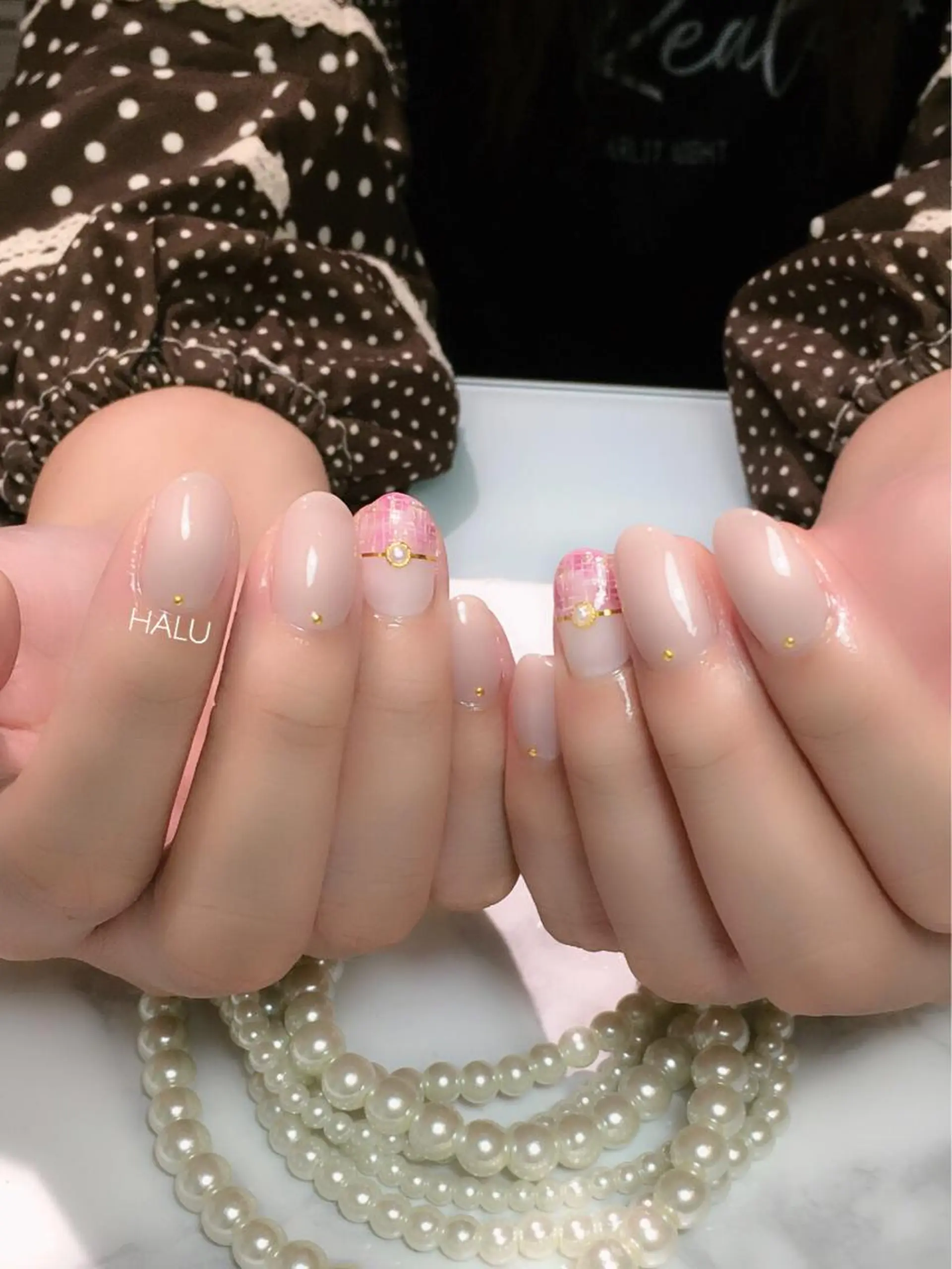 ネイル オフィスネイル ツイードネイル HALU ハルのネイルデザイン