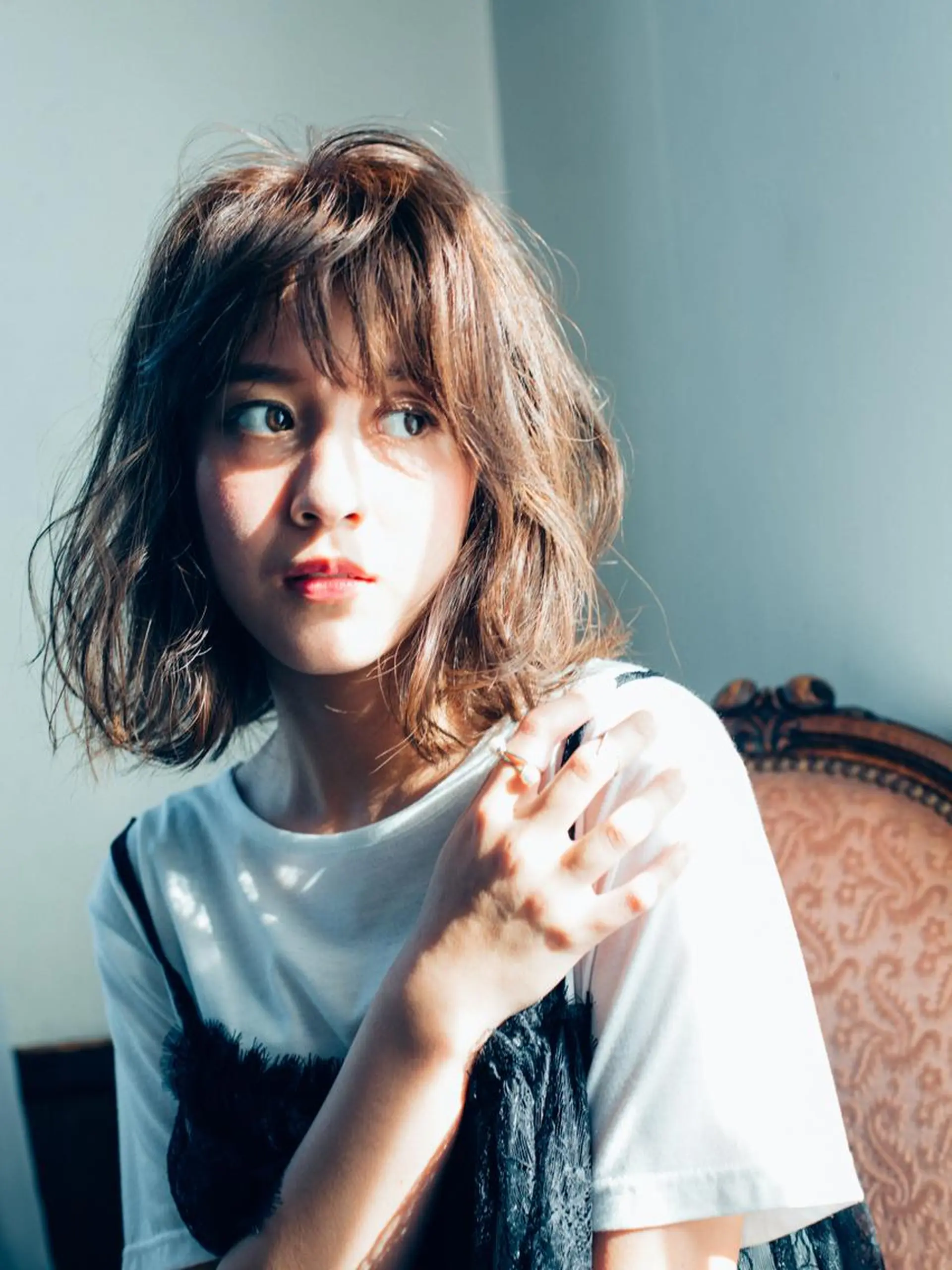 ミディアム パーマ カット パーマ トリートメント 林 里美のヘアスタイル