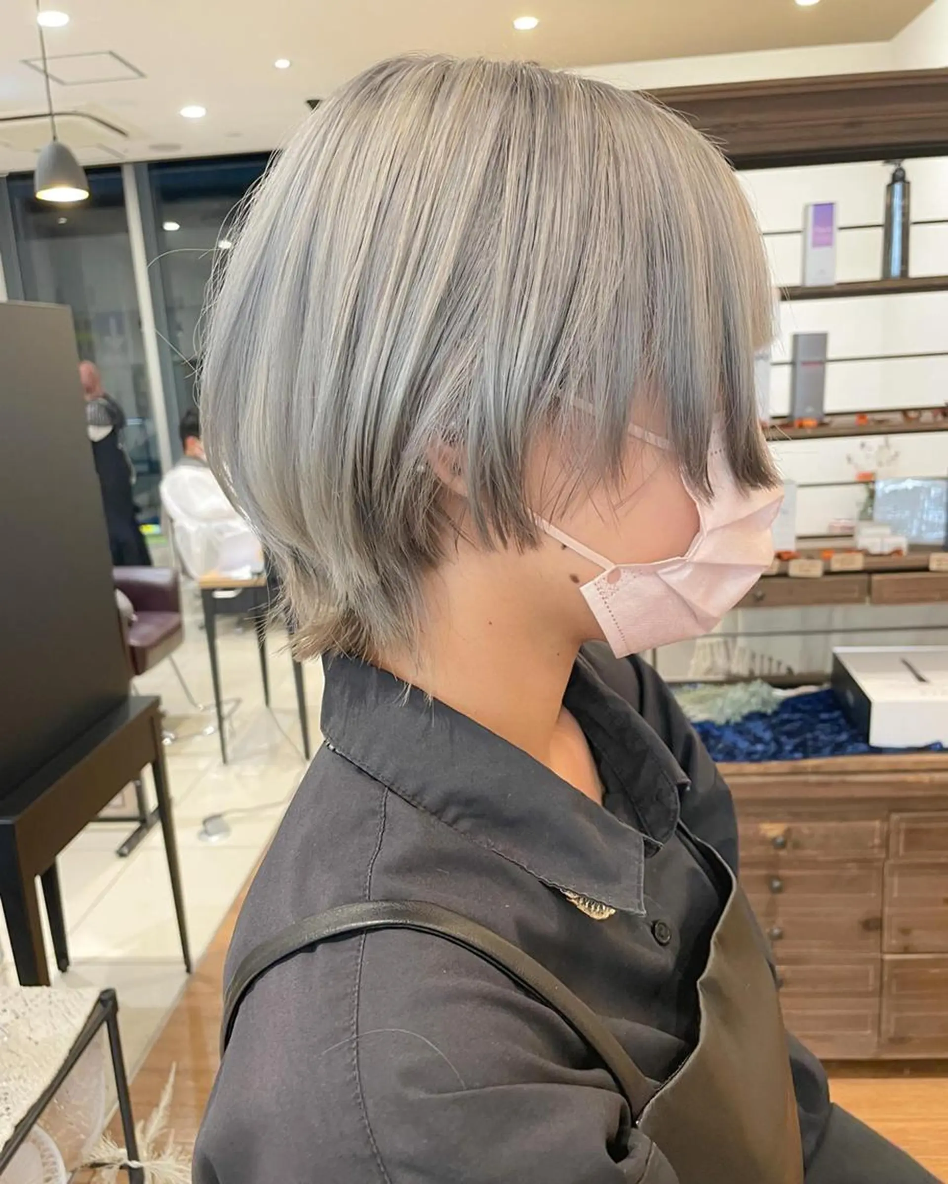 ミディアム カラー パーマ ベージュカラー ブリーチ 透明感カラー ハイトーンカラー ブリーチなしカラー 髪質改善/ブリーチ 田代 龍我のヘアスタイル