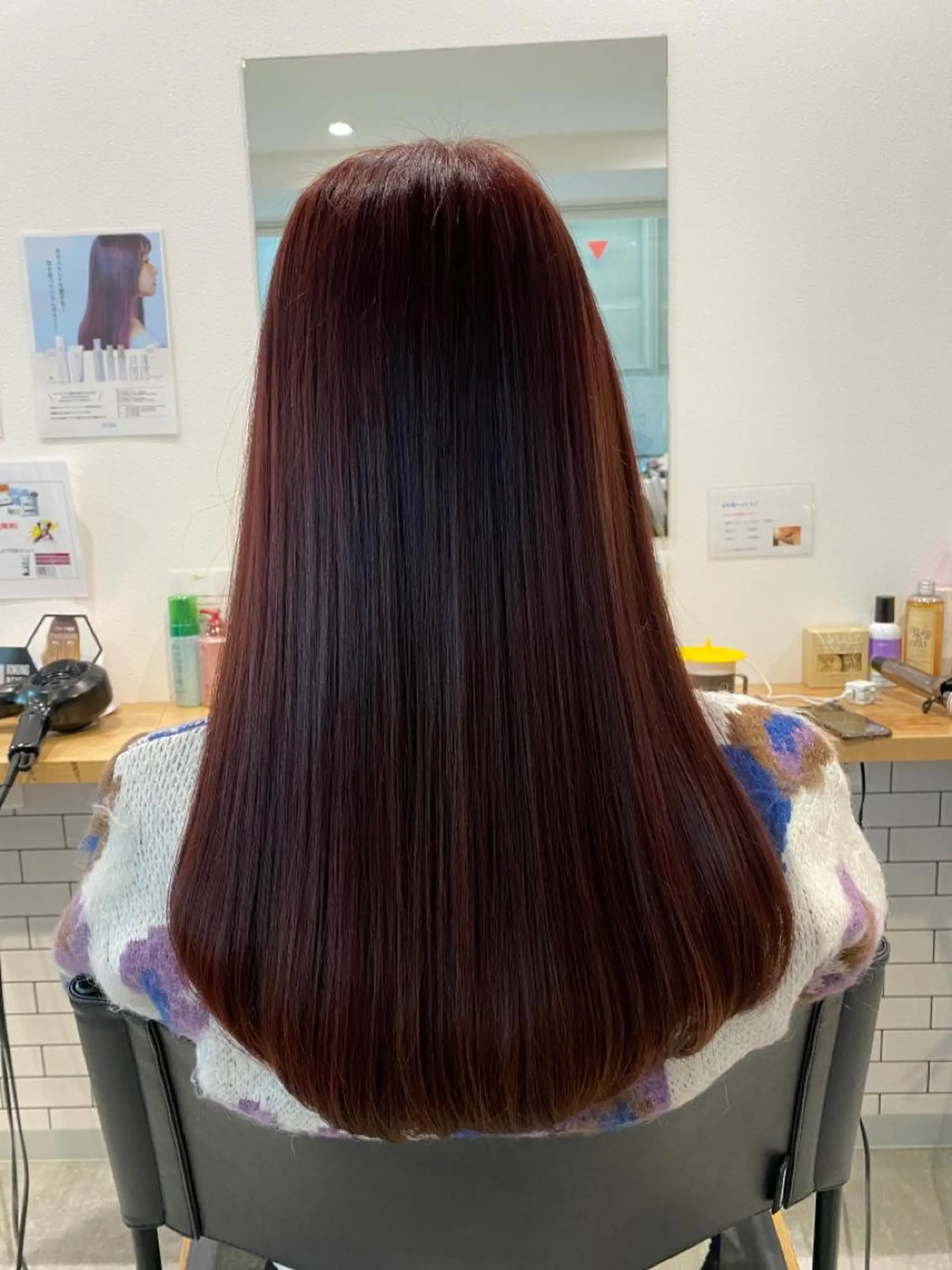 ミディアム カラー ブリーチ ボルドーカラー ブリーチなしカラー ヘアカラー JILBLAN京都 ショート/ハイライトのヘアスタイル