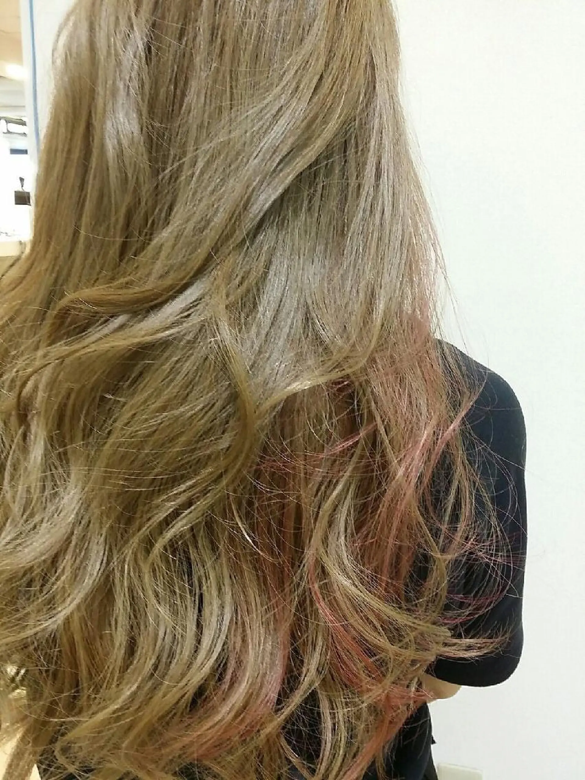 ロング カラー ピンクカラー きむえり/髪質改善 /セット/カラーのヘアスタイル