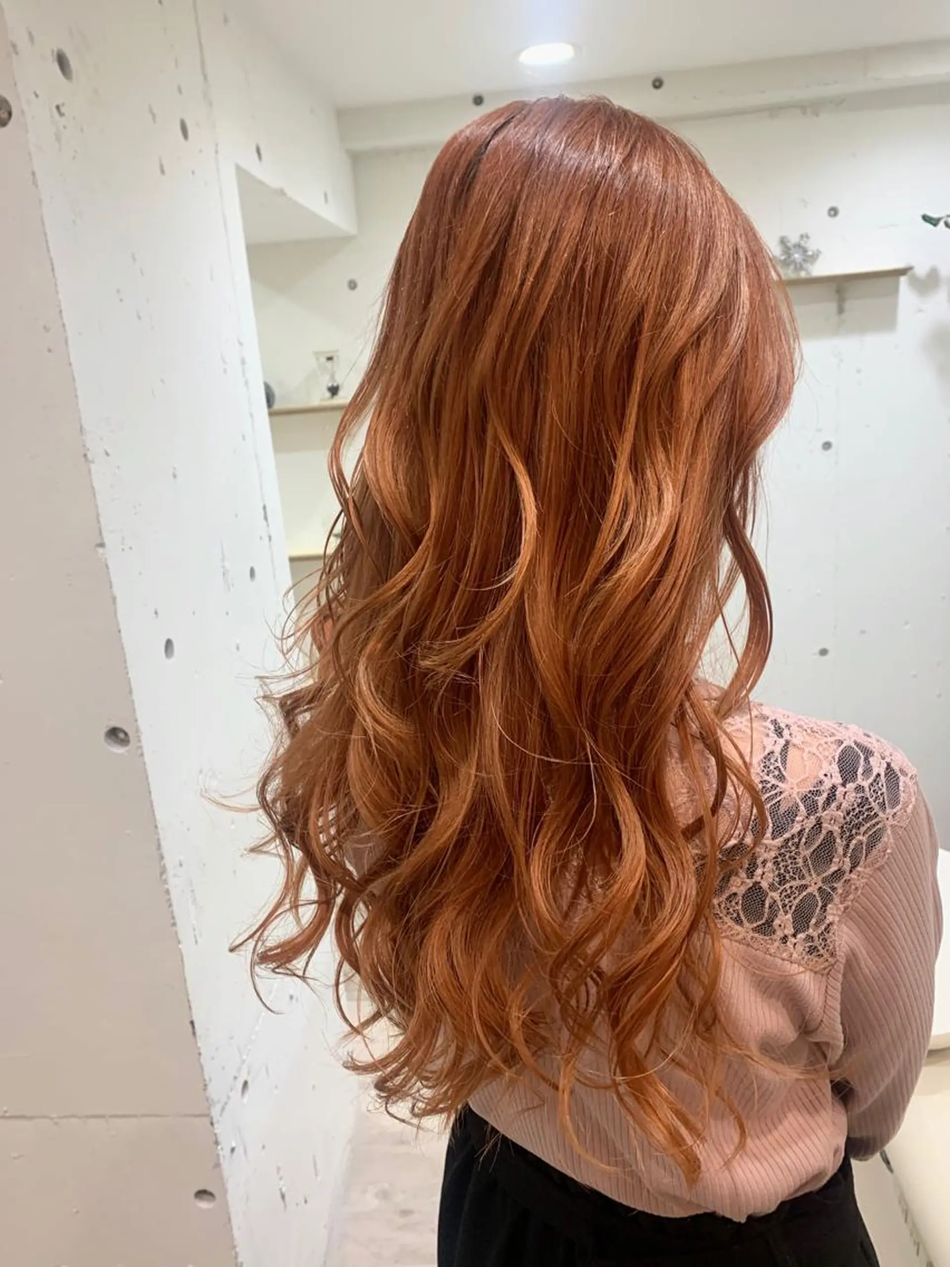 ロング カラー ベージュカラー オレンジ オレンジベージュ ヘアカラー トリートメント 🍑艶髪✖️暖色系 ✨momoka🍑のヘアスタイル