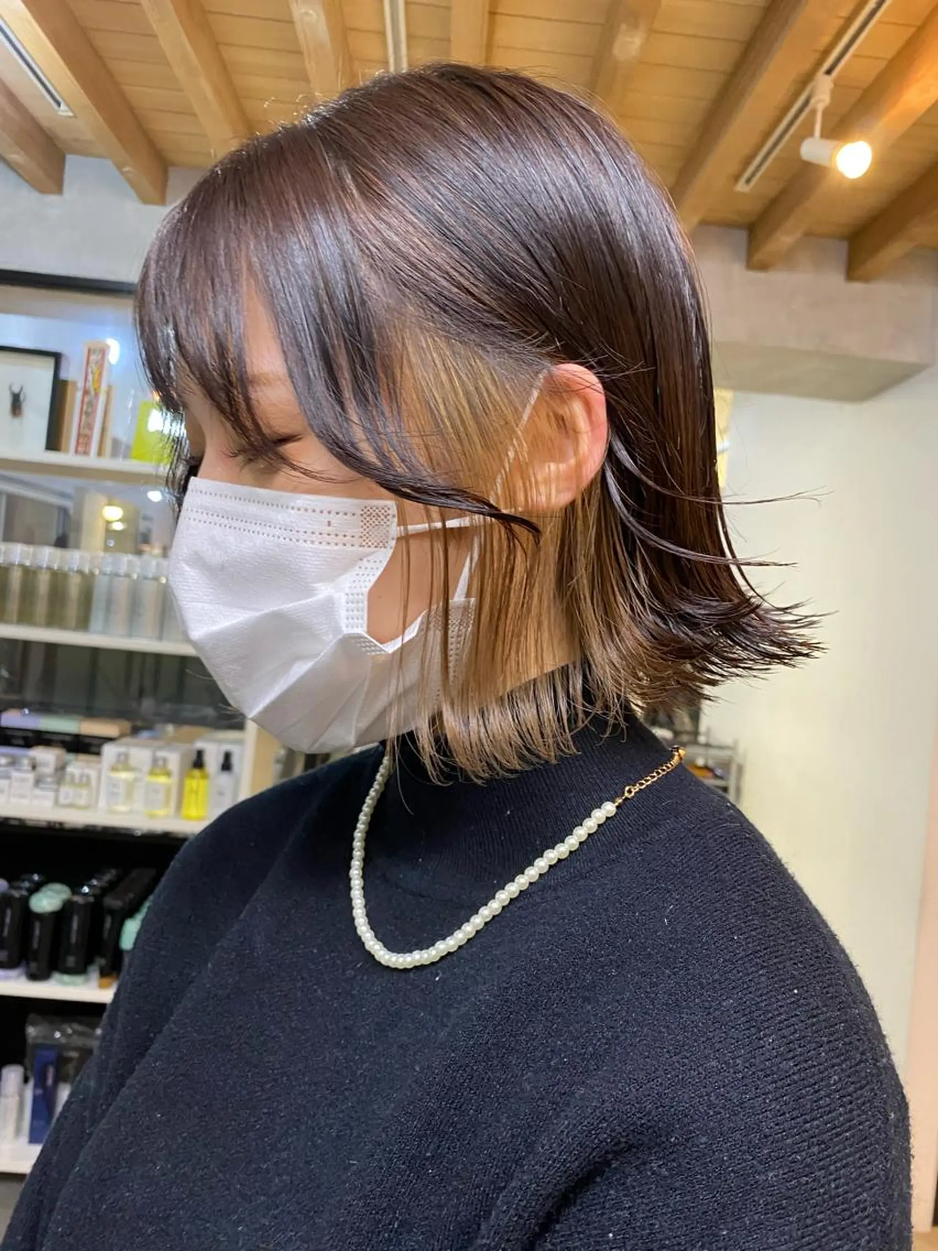 ショート カラー ヘアアレンジ カット ヘアカラー トリートメント 切りっぱなしボブ/ デザインカラー店長のヘアスタイル