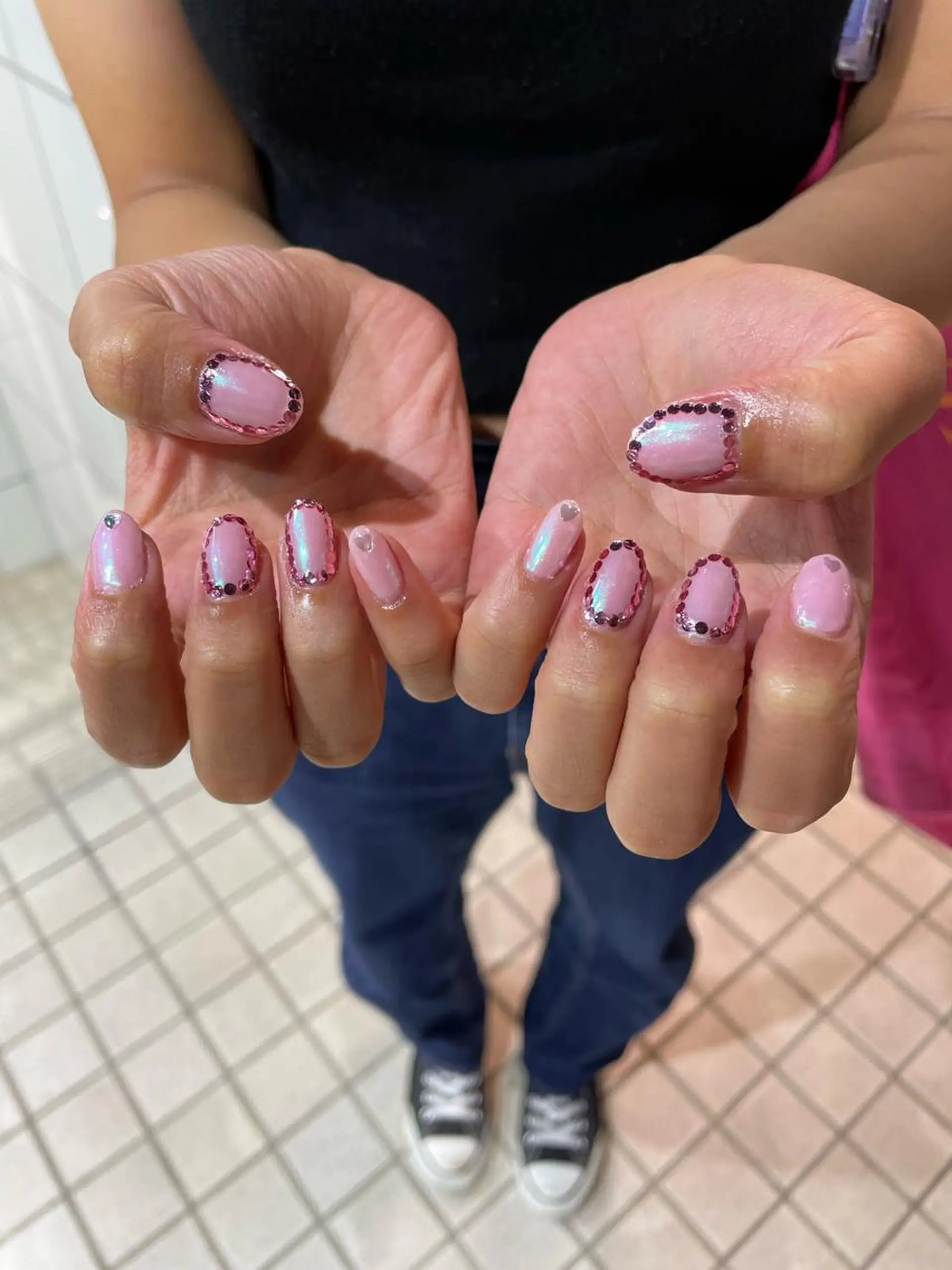 ネイル アートネイル ピンク ハンドネイル メンズ/艶髪/カラー サクラ🌸のヘアスタイル