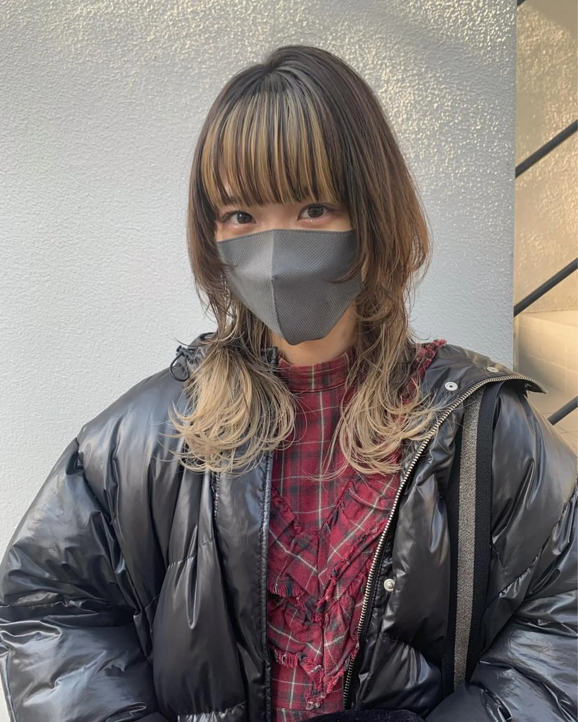 セミロング カット ヘアカラー トリートメント ブリーチ/ウルフ ハッシュカット/石山のヘアスタイル