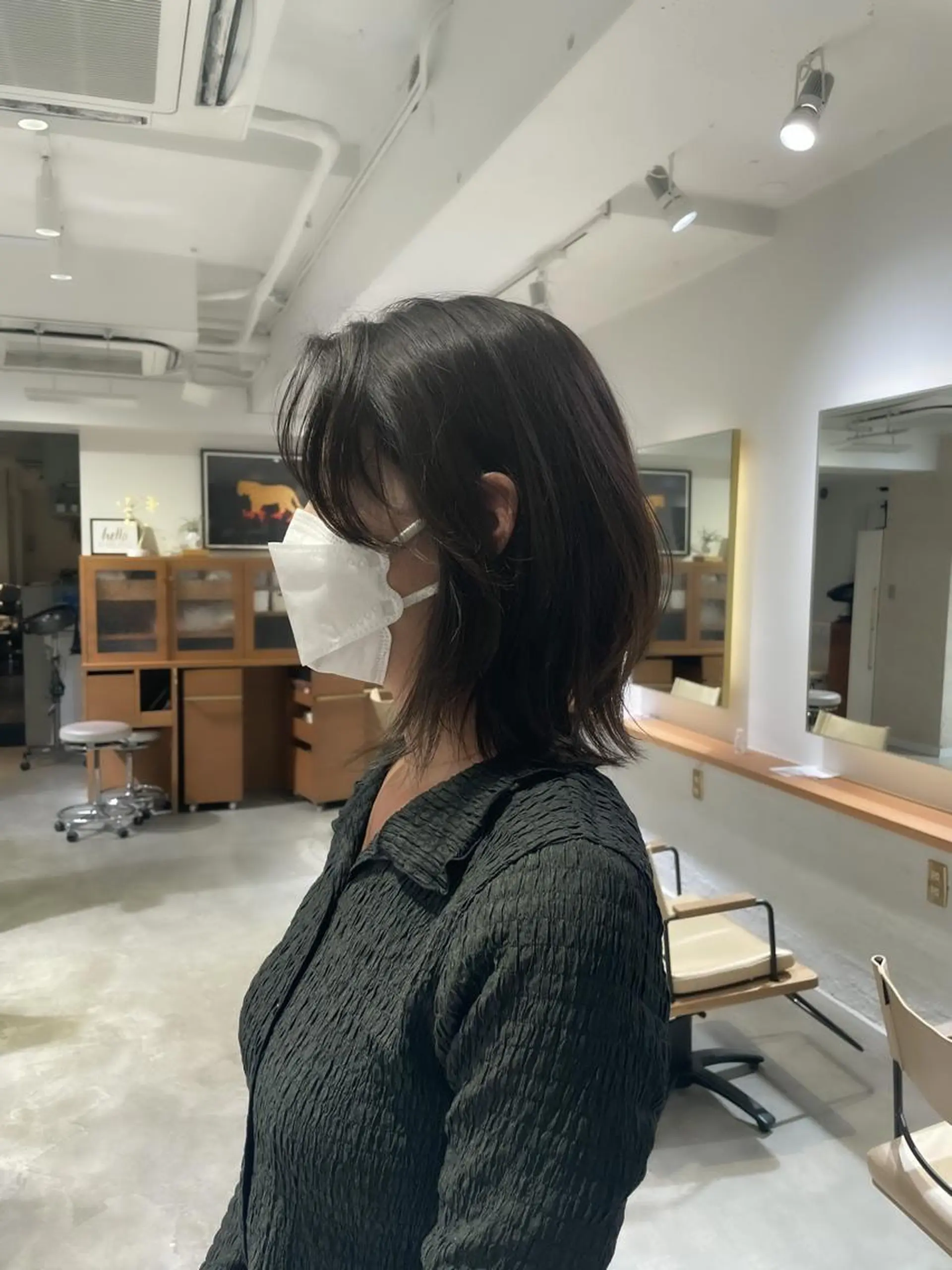 ミディアム カラー くびれヘア レイヤーカット ナガミネアリサ/ 学芸大学/海外ヘアのヘアスタイル