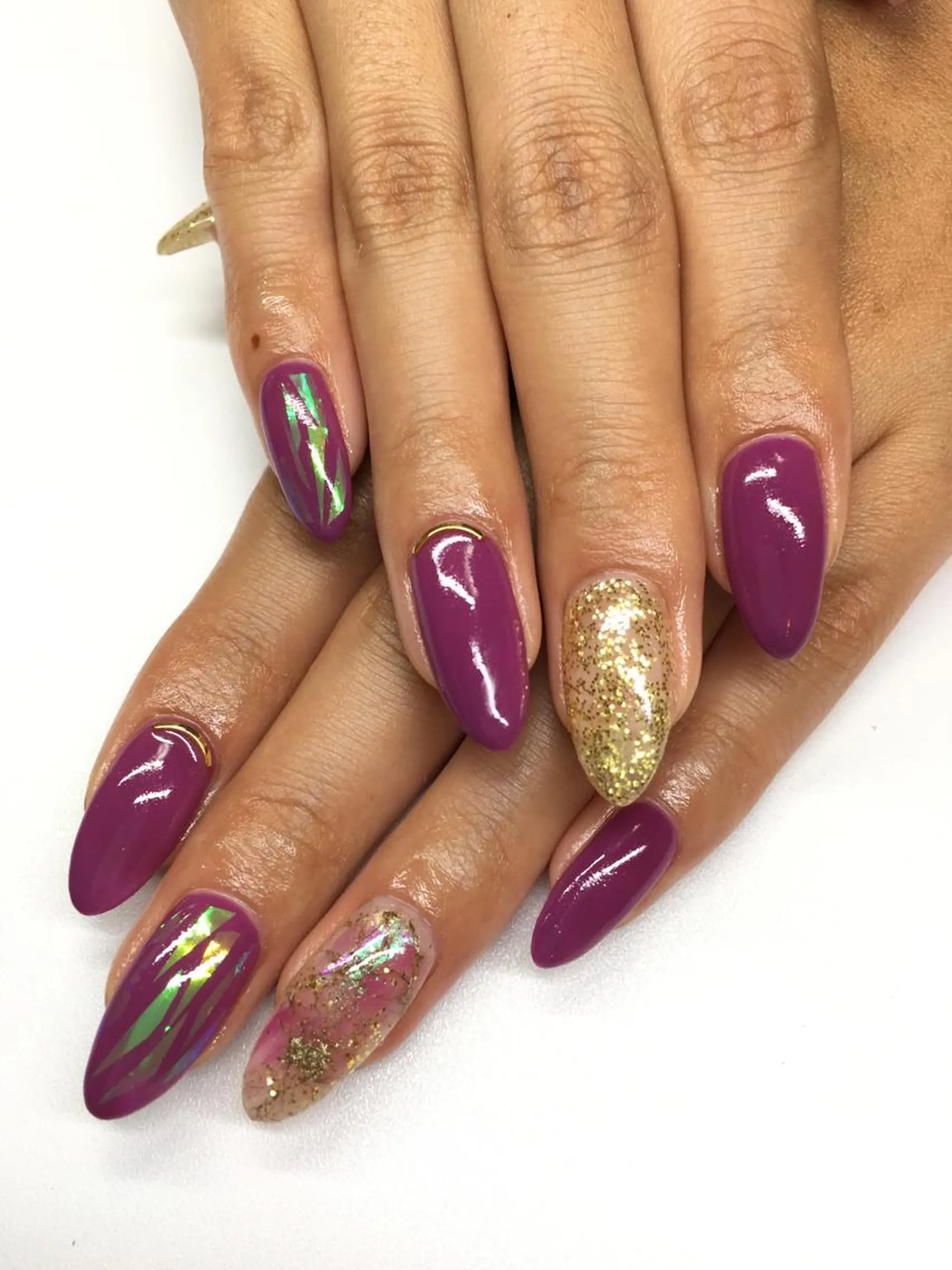 ネイル 大理石ネイル(マーブル) パープル ハンドネイル glow_ nailのネイルデザイン