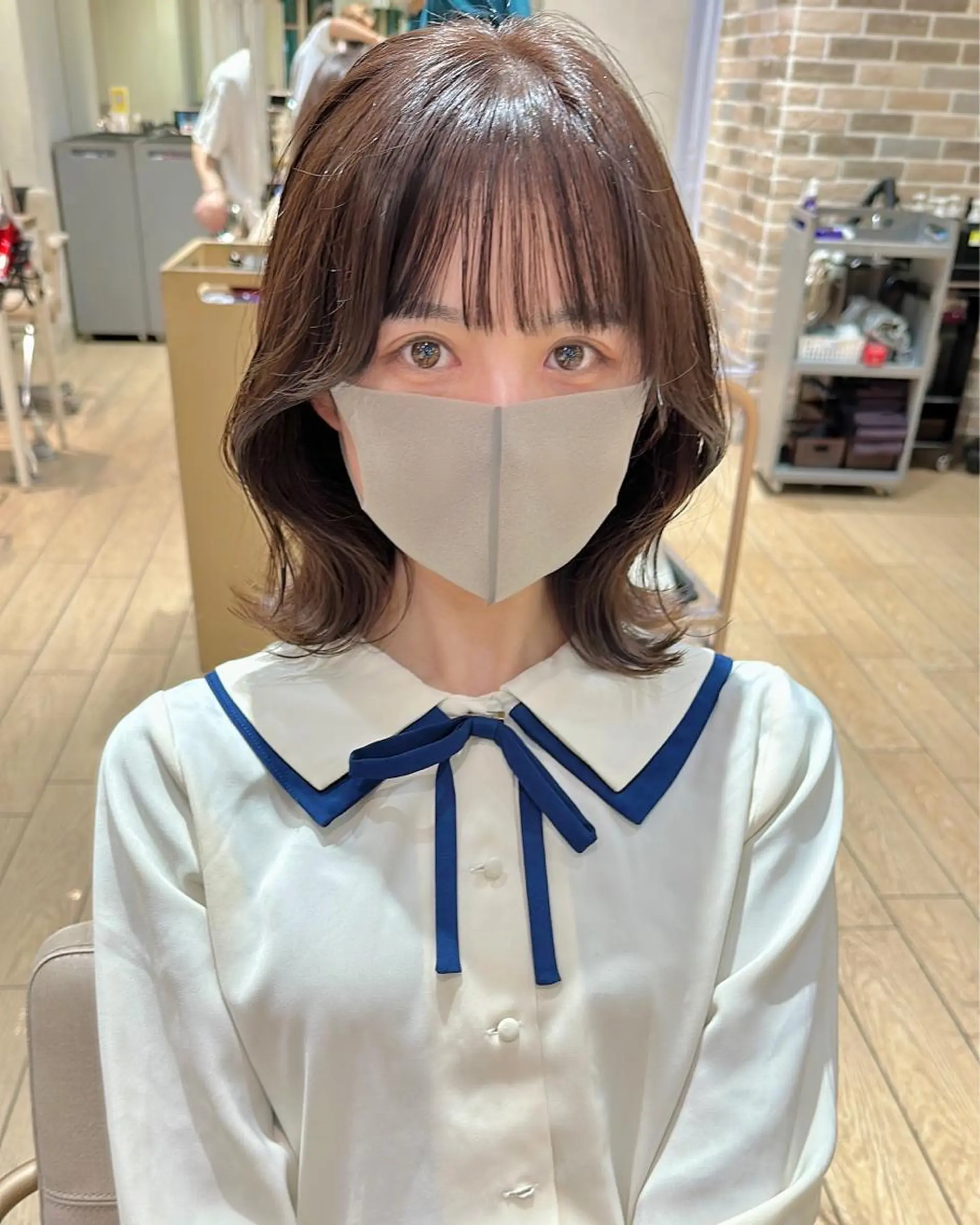 ミディアム 切りっぱなしボブ ショートボブ ボブ くびれヘア タンバルモリ カット ヘアカラー トリートメント 市原 大翼のヘアスタイル