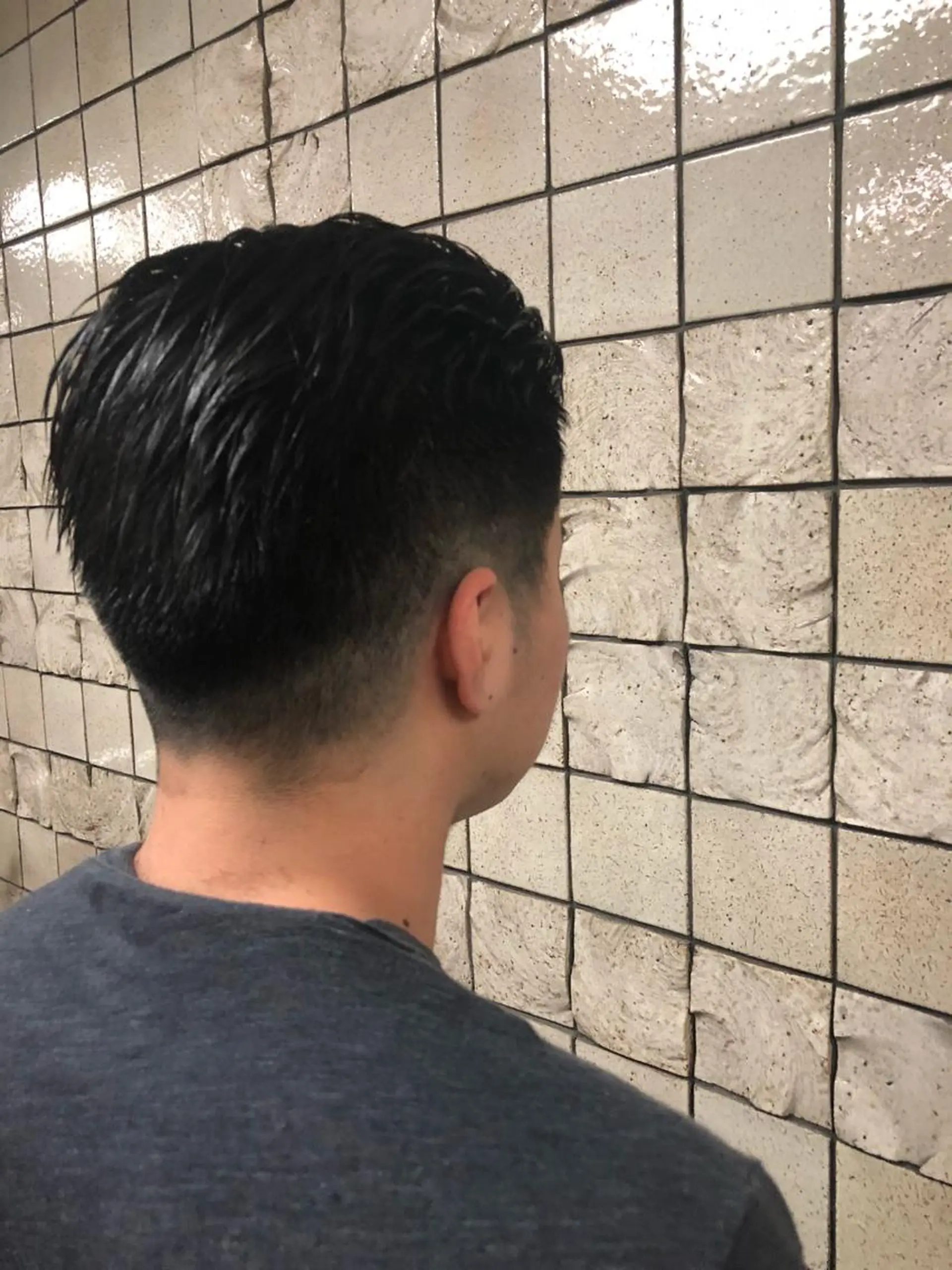 ショート パーマ メンズ オールバック フェードカット 刈り上げ 【店長】福田 健人のヘアスタイル