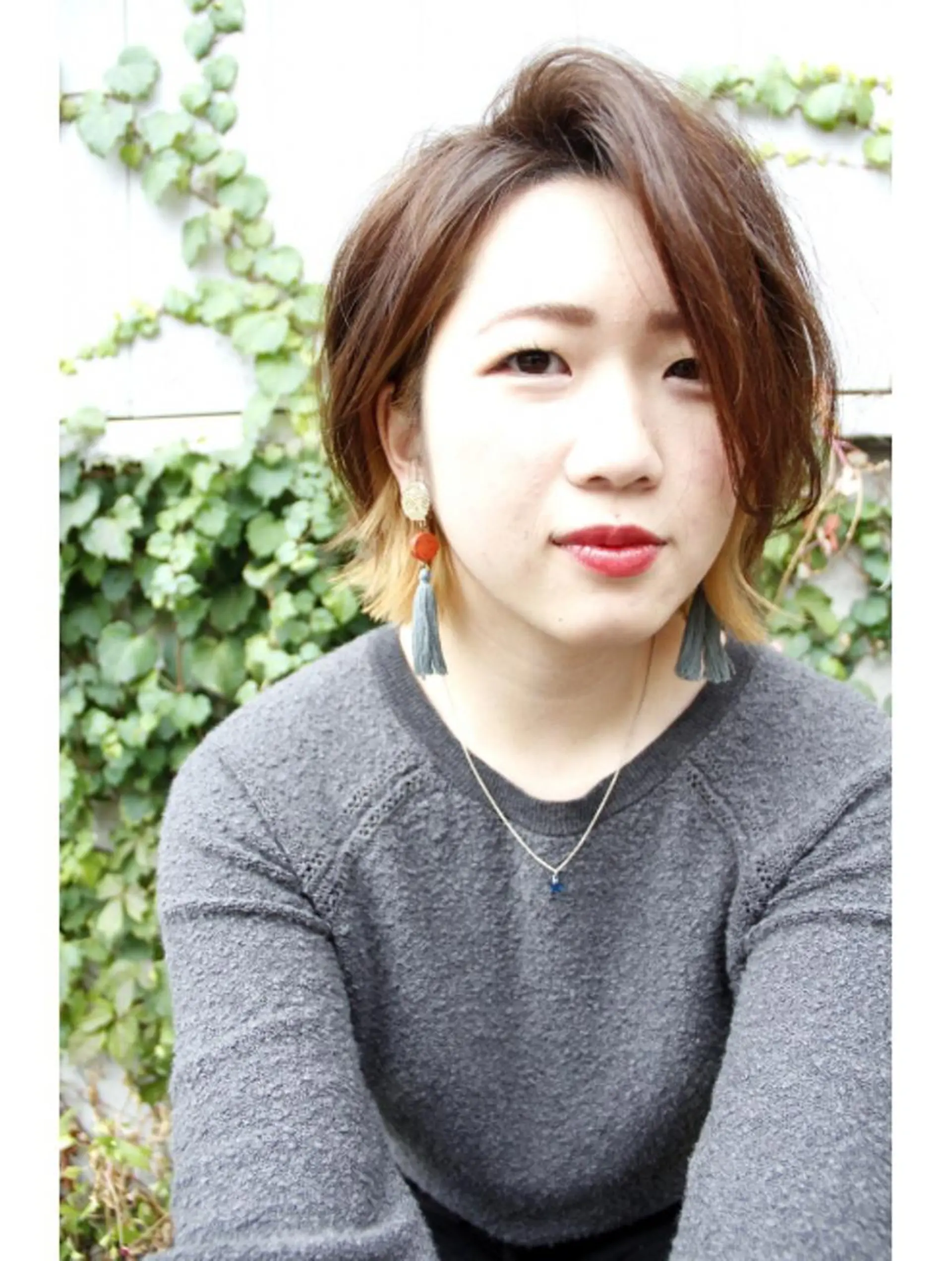 ショート カラー ボブレイヤー インナーカラー ボブ レイヤーカット ママ美容師 ＊ヒマワリのヘアスタイル