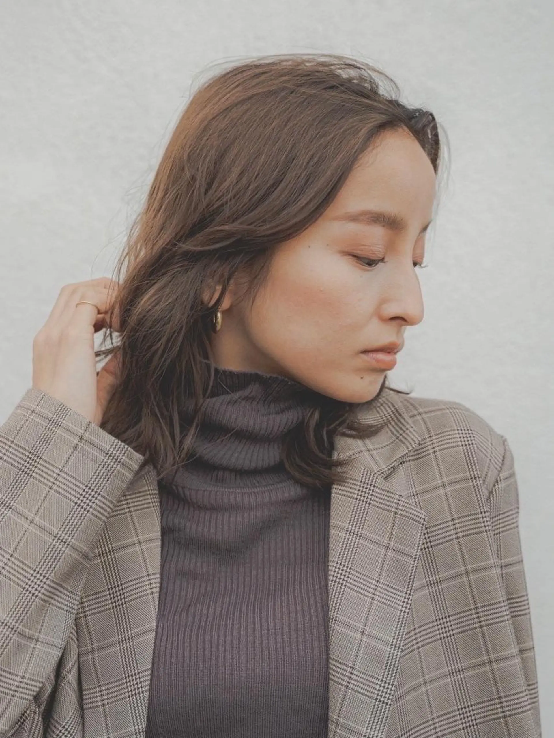 ミディアム 柳下 涼のヘアスタイル