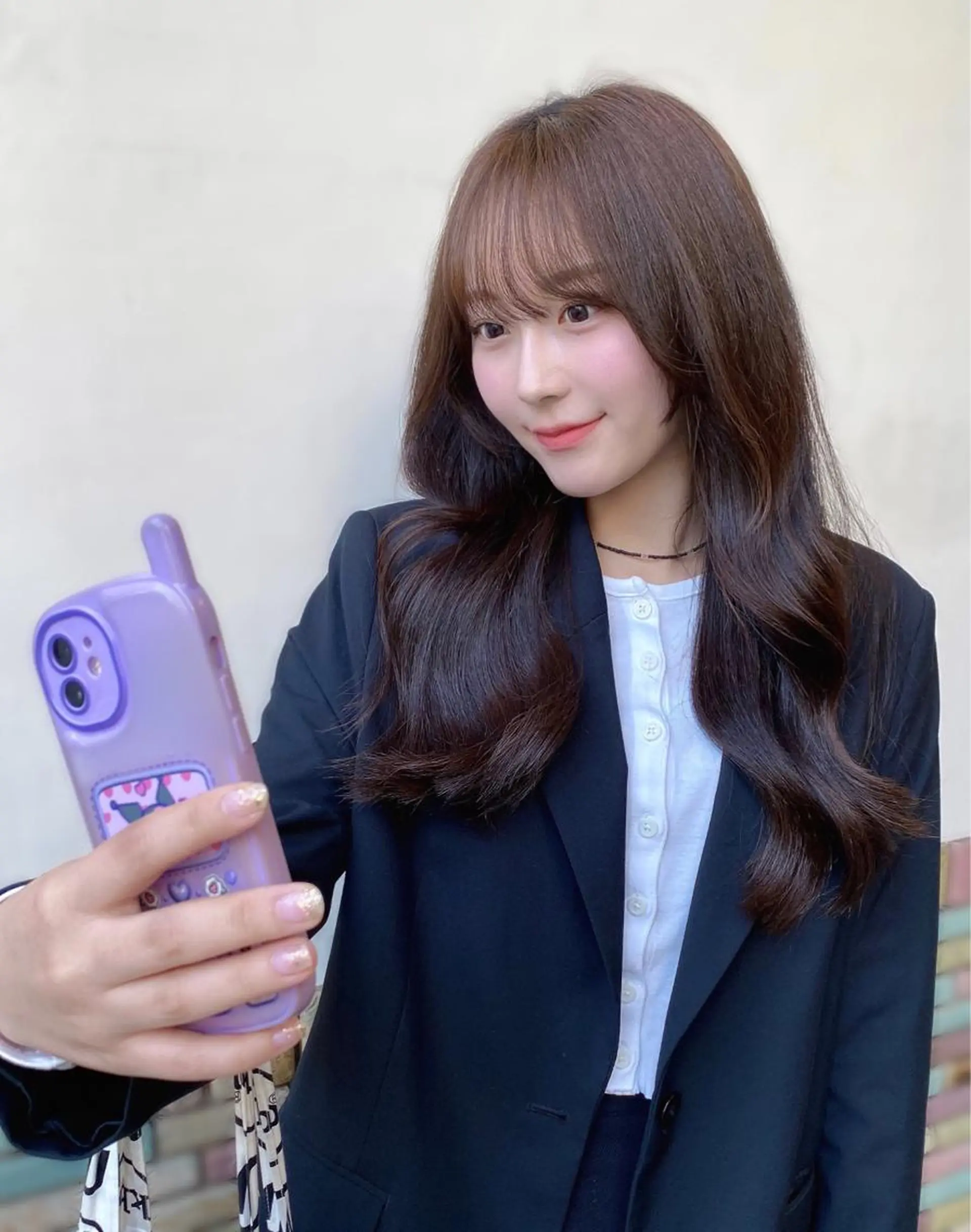 ロング チョコレートブラウン 【艶ヘア】 どうまえのヘアスタイル