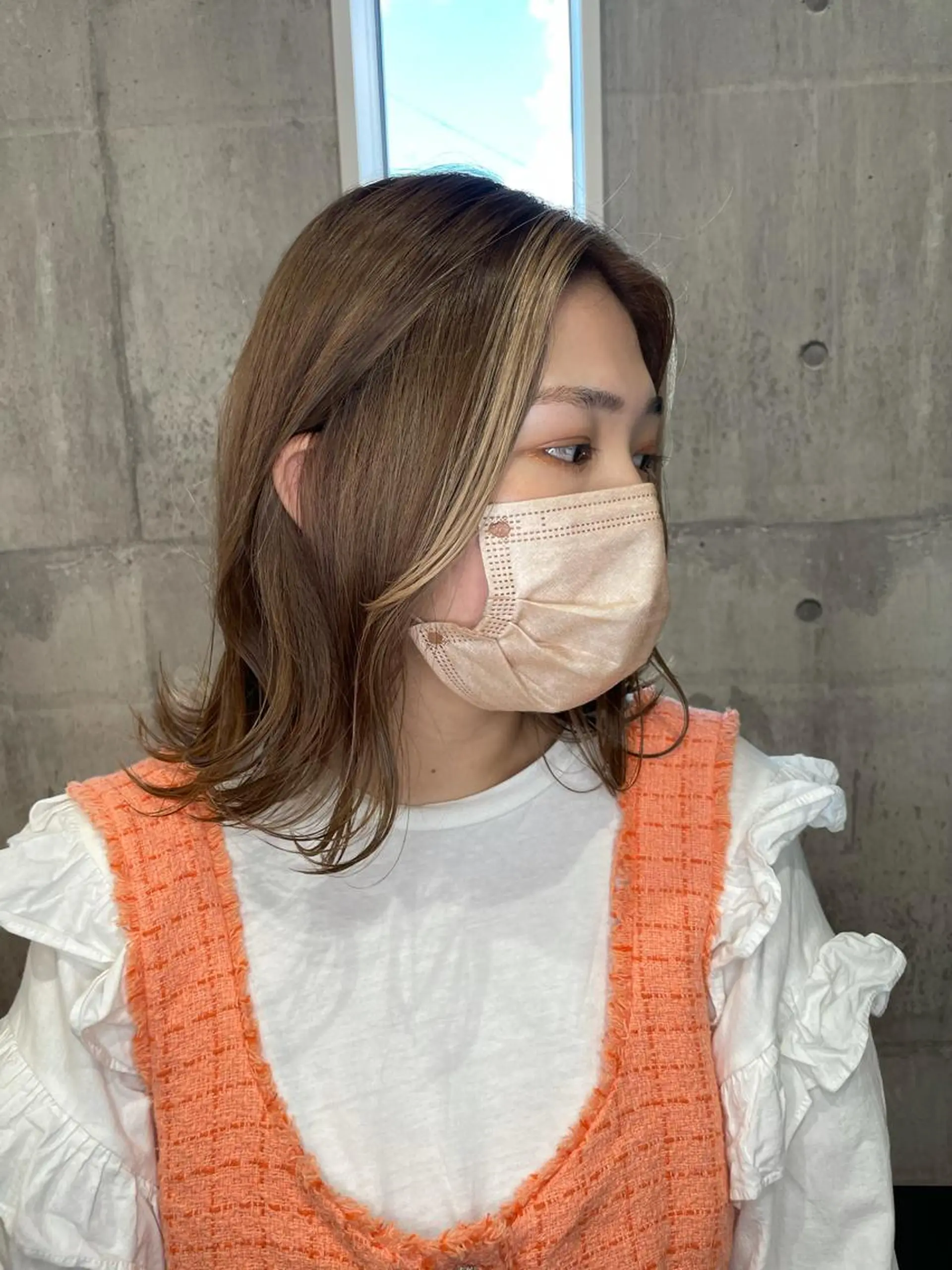 ミディアム カラー ミストバング  フェイスフレーミング カット ヘアカラー トリートメント レイヤーカット匠 イソザキノリユキのヘアスタイル