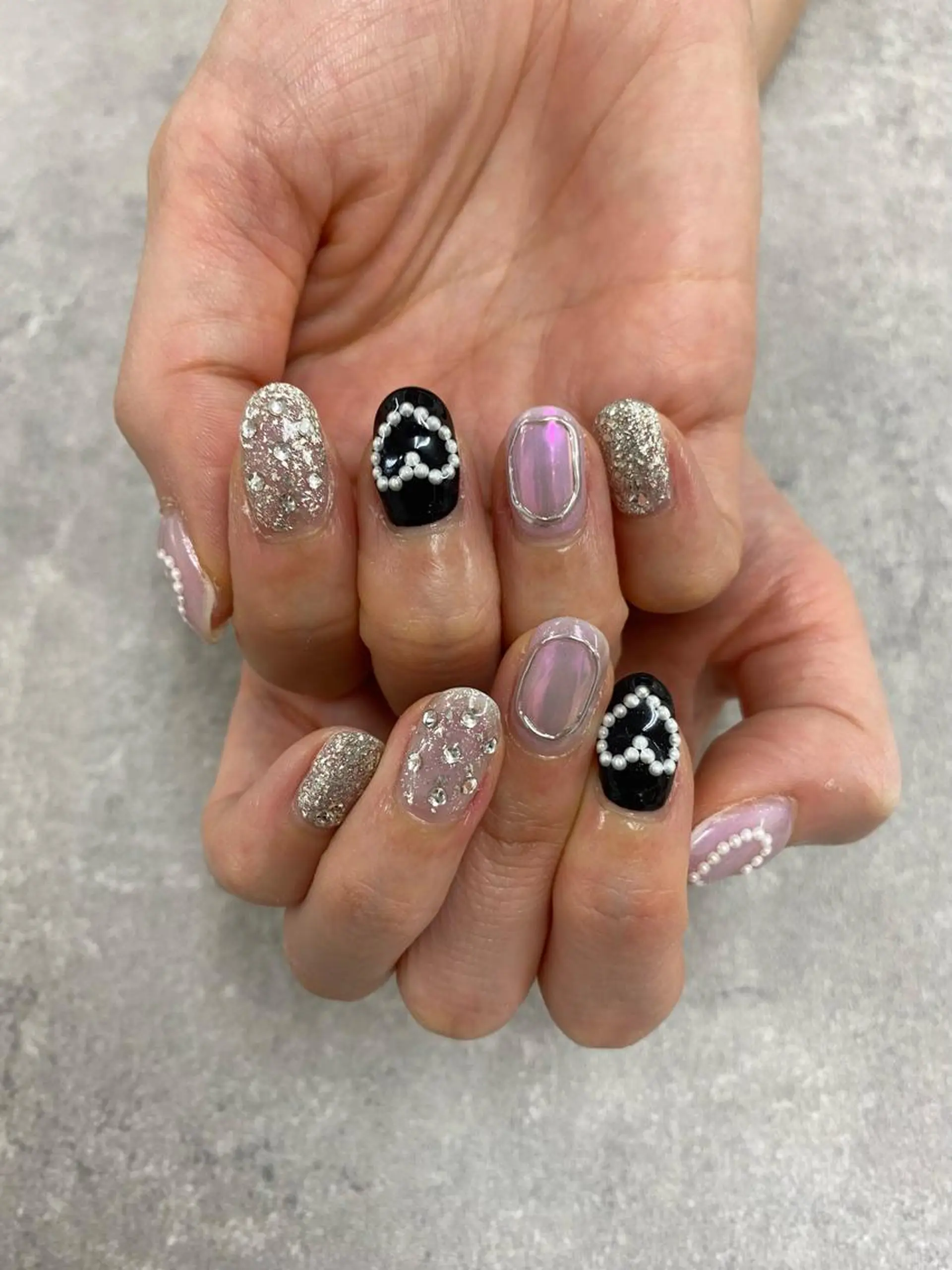 ネイル オーロラネイル フットネイル フレンチネイル ジェルネイル ガラスフレンチ ハンドネイル NUMAZAWA KASUMIのネイルデザイン