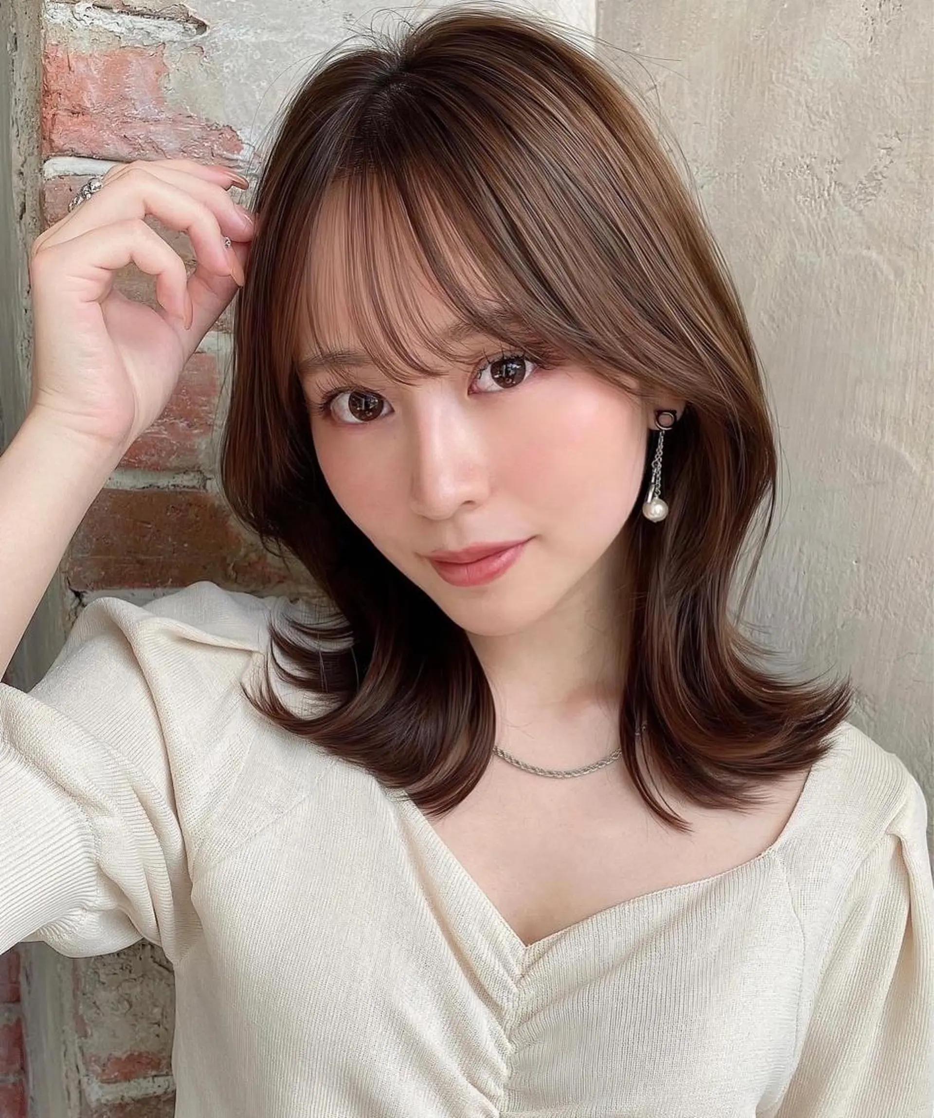 ミディアム くびれヘア 髪質改善 縮毛矯正 🧡くびれヘア/前髪 顔周り🧡久原結衣のヘアスタイル