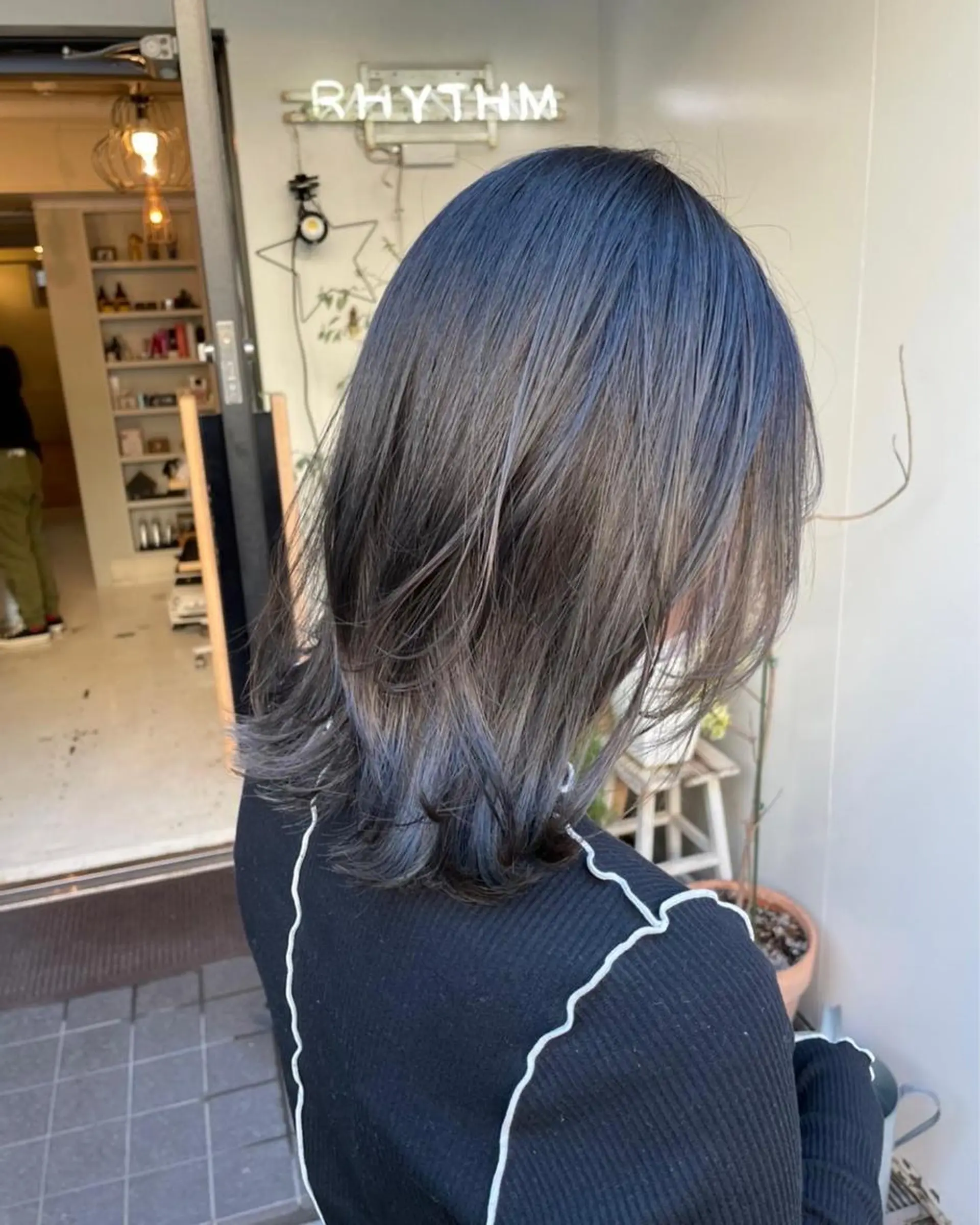 セミロング セミロングパーマ ボブ ハイライト 姫カット おくれ毛 ✂︎岡根 京花✂︎のヘアスタイル