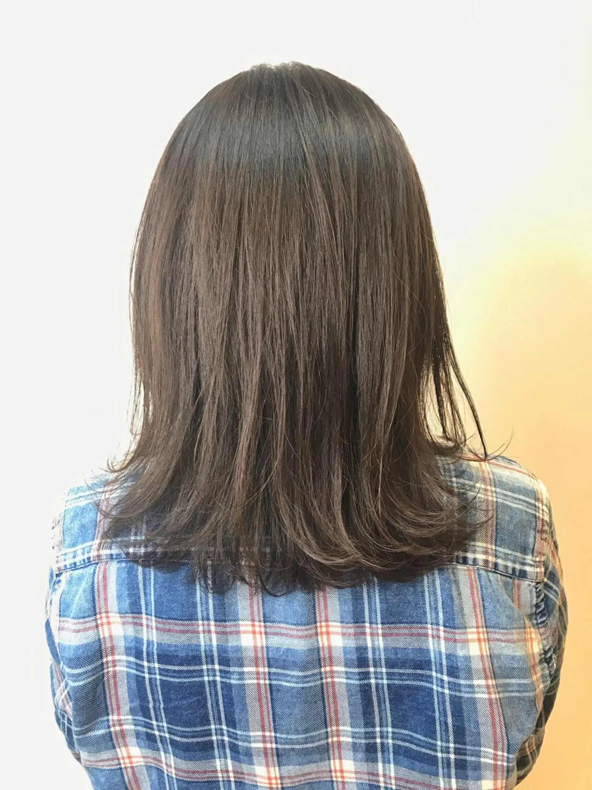 ミディアム カラー 切りっぱなしボブ バレイヤージュ 黒髪 ブルーカラー ブルージュ 湯浅 了一のヘアスタイル