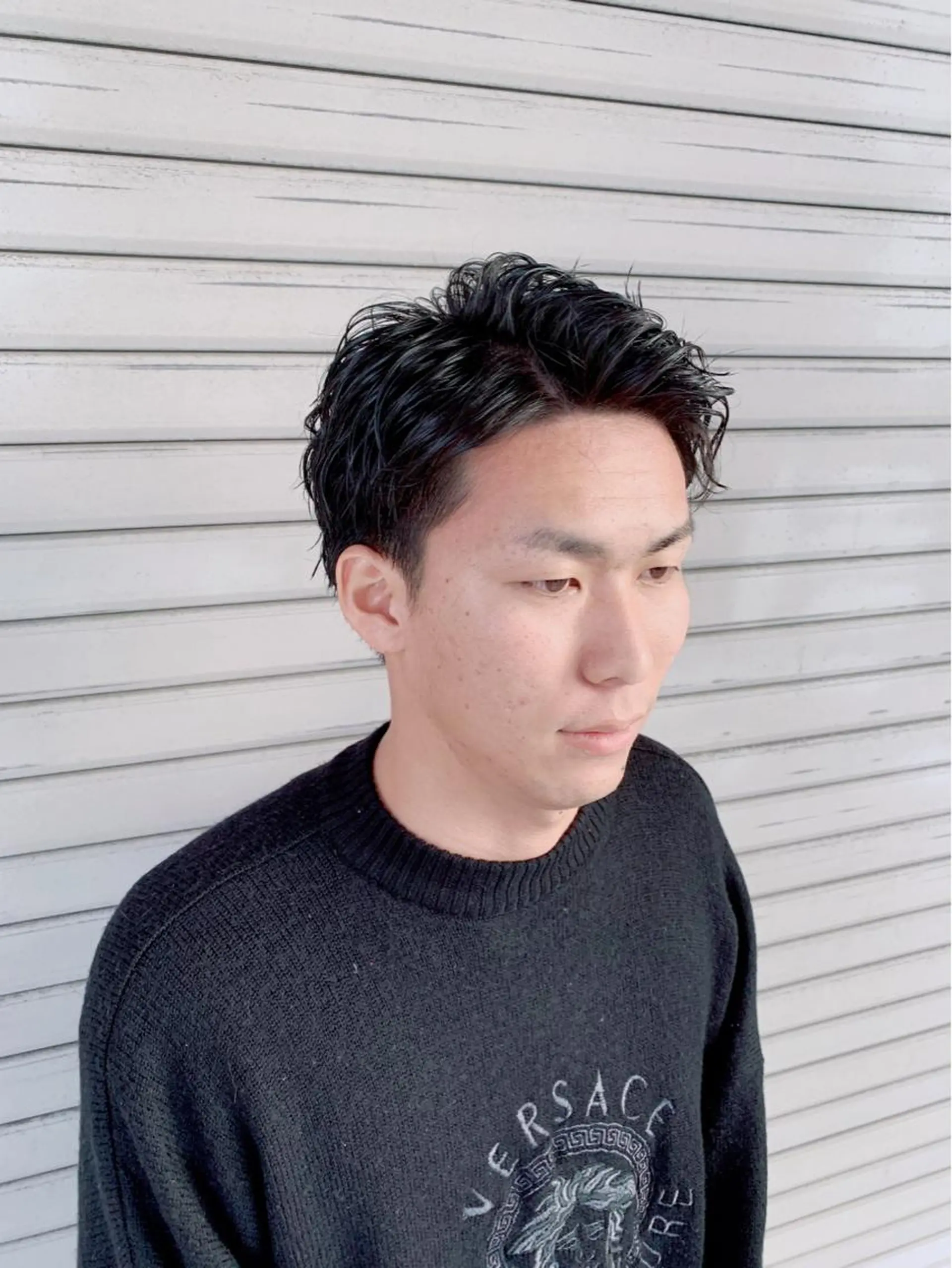 ショート パーマ メンズ アップバング メンズパーマ 刈り上げ スパイラルパーマ CARNEL所属・メンズ専門CANEL かずまのヘアスタイル