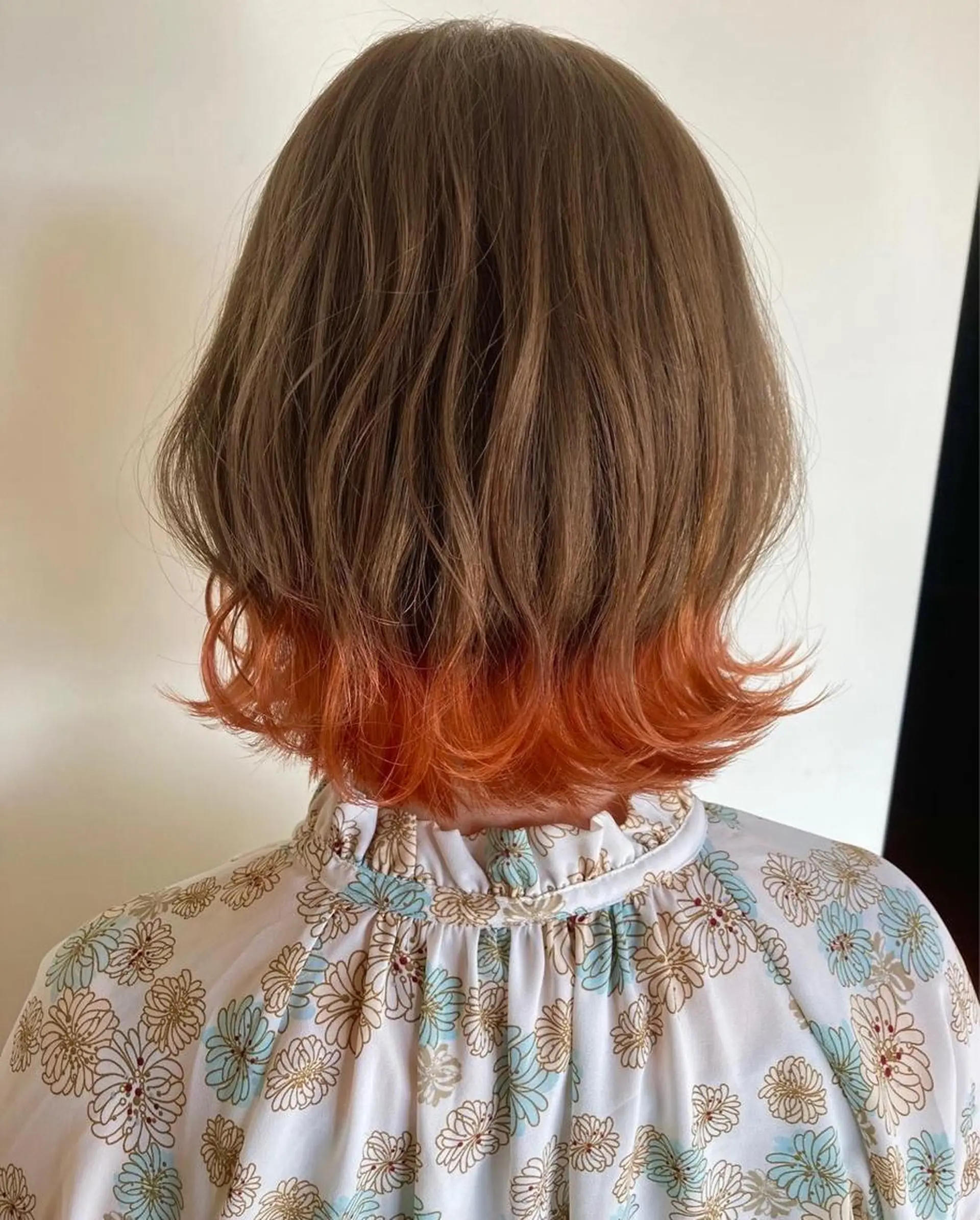 ミディアム カラー ブラウンカラー オレンジ ペッツ本店 スタイリスト増田ゆきのヘアスタイル