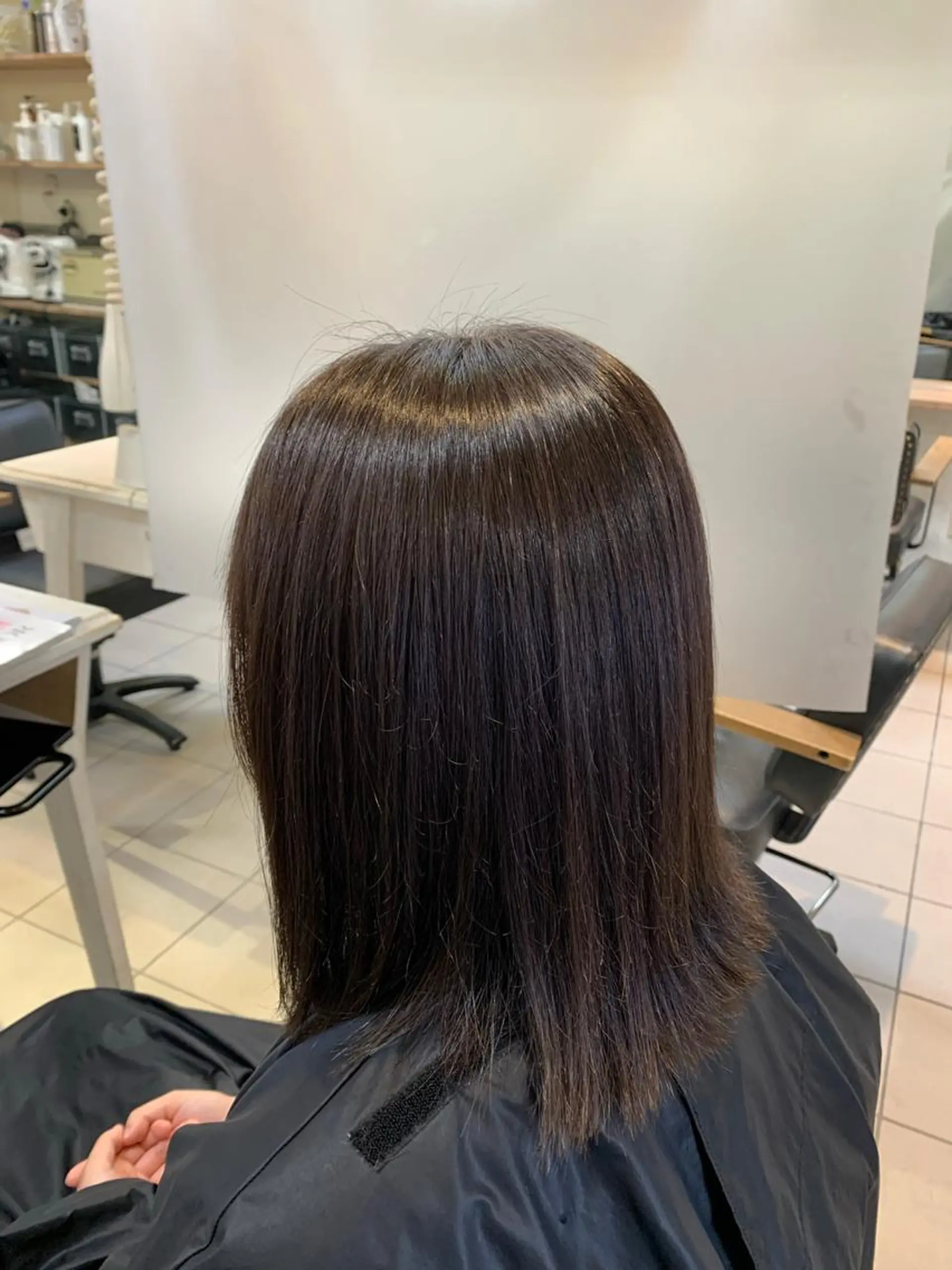 ミディアム カット 縮毛矯正 トリートメント 髪質改善ストレート/ ブリーチ／渋谷　福田のヘアスタイル